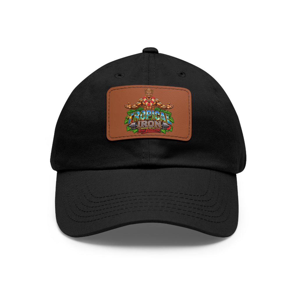Dad Hat — Rustic Leather Patch 'Tactical Iron' Logo Cap