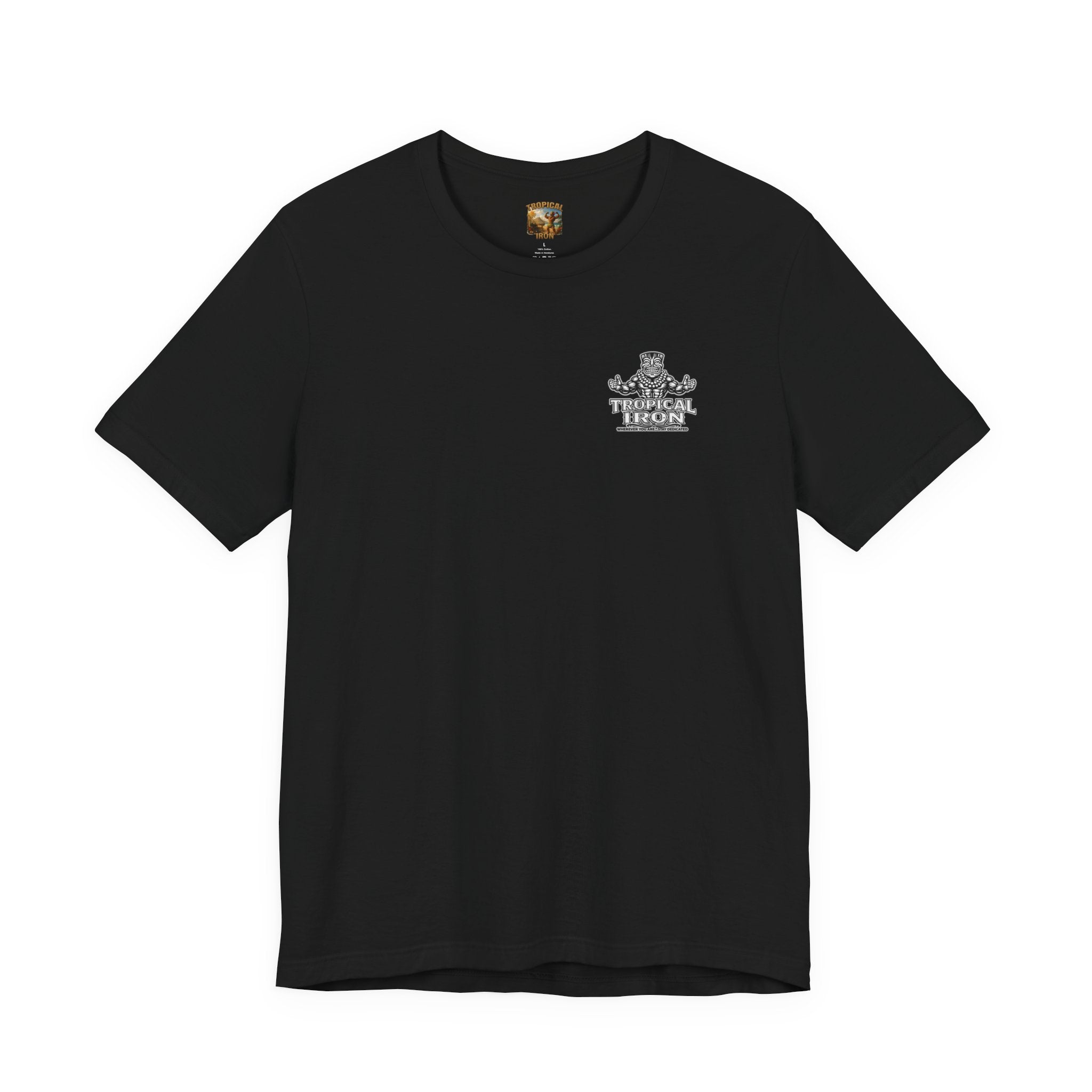 T-shirt — Tropical Iron Vintage  Bodybuilder Pose Logo Chest Print