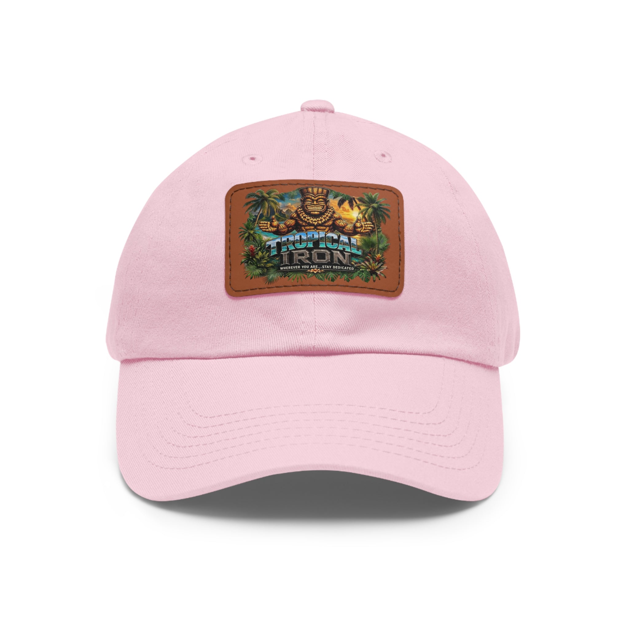 Tropical Iron Dad Hat with Leather Patch — Casual Workout & Coffee-Run Cap