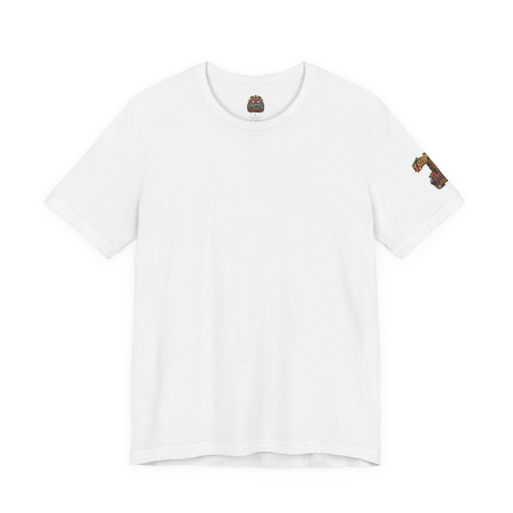 Tropical Iron Graphic Tee — 'Tropical Iron' Back Print Short Sleeve T-Shirt