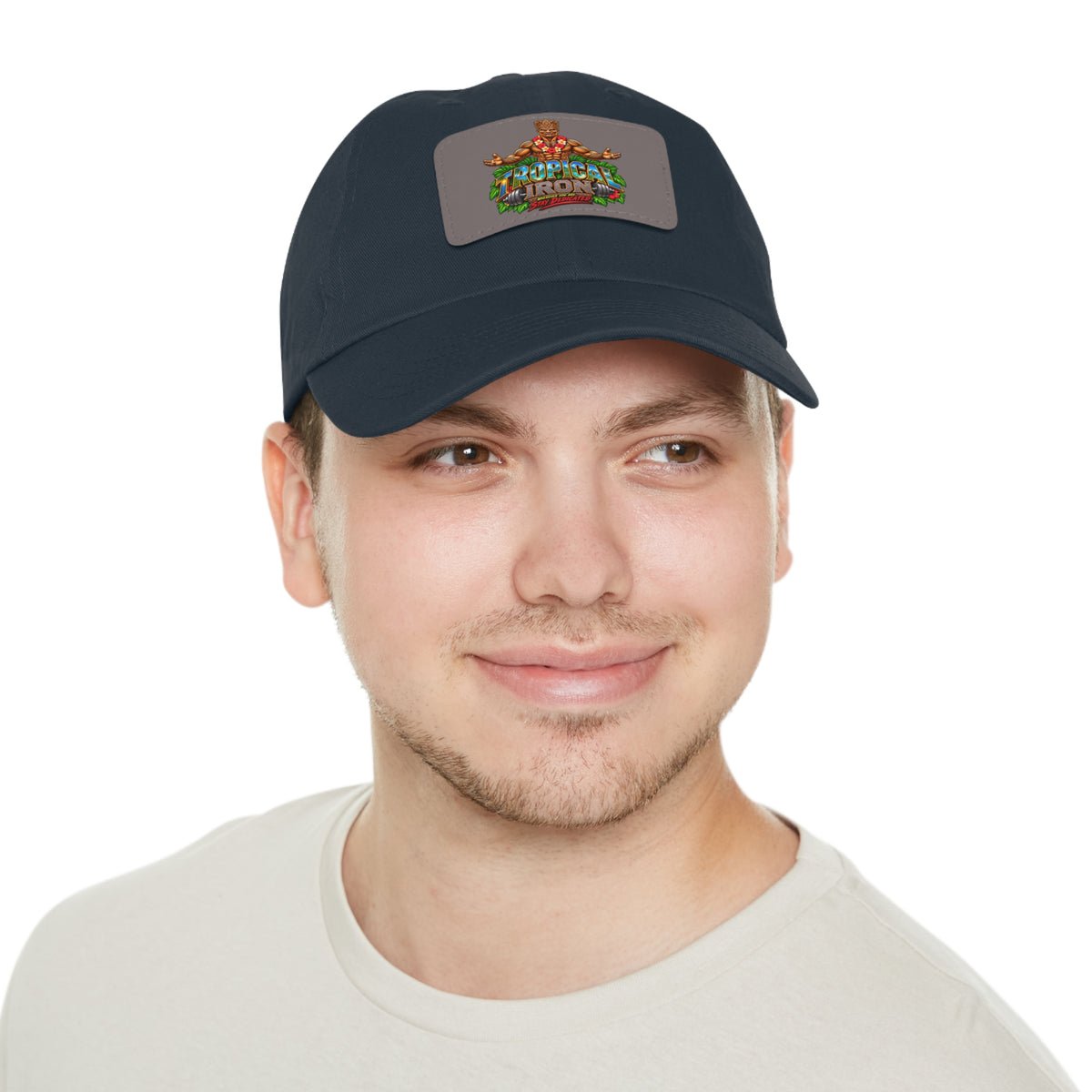 Dad Hat — Rustic Leather Patch 'Tactical Iron' Logo Cap