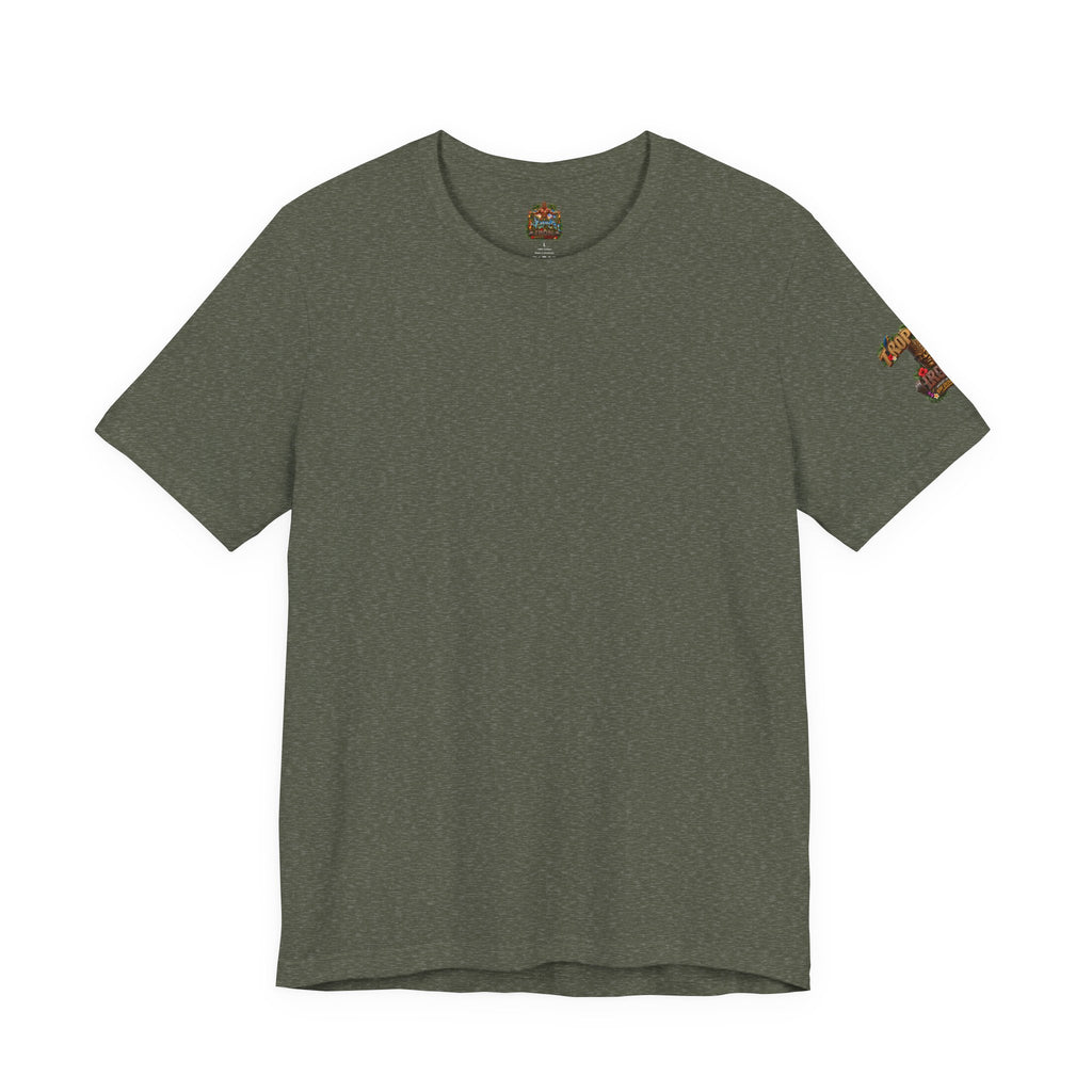Tropical Iron Graphic Tee — 'Tropical Iron' Back Print Short Sleeve T-Shirt