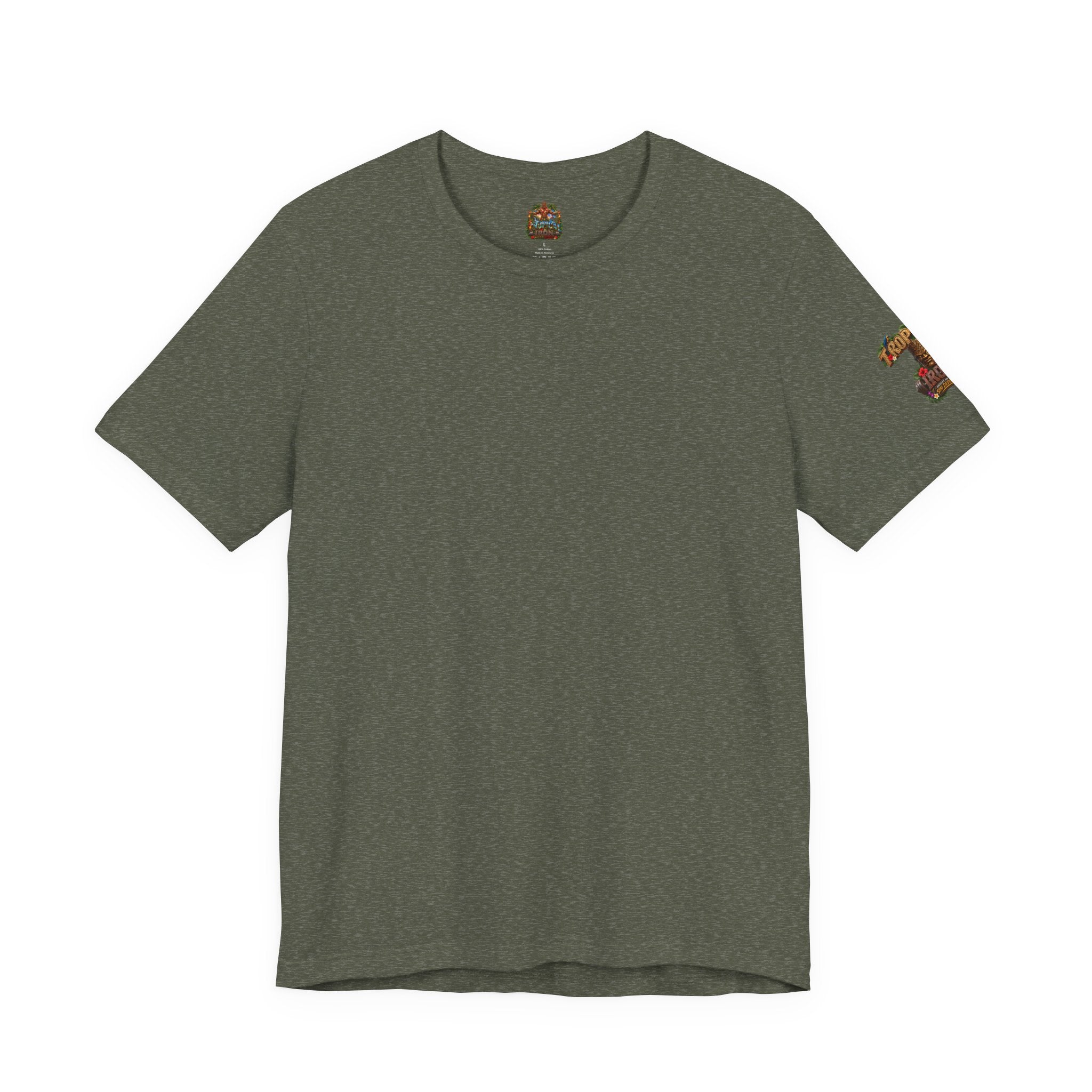 Tropical Iron Graphic Tee — 'Tropical Iron' Back Print Short Sleeve T-Shirt