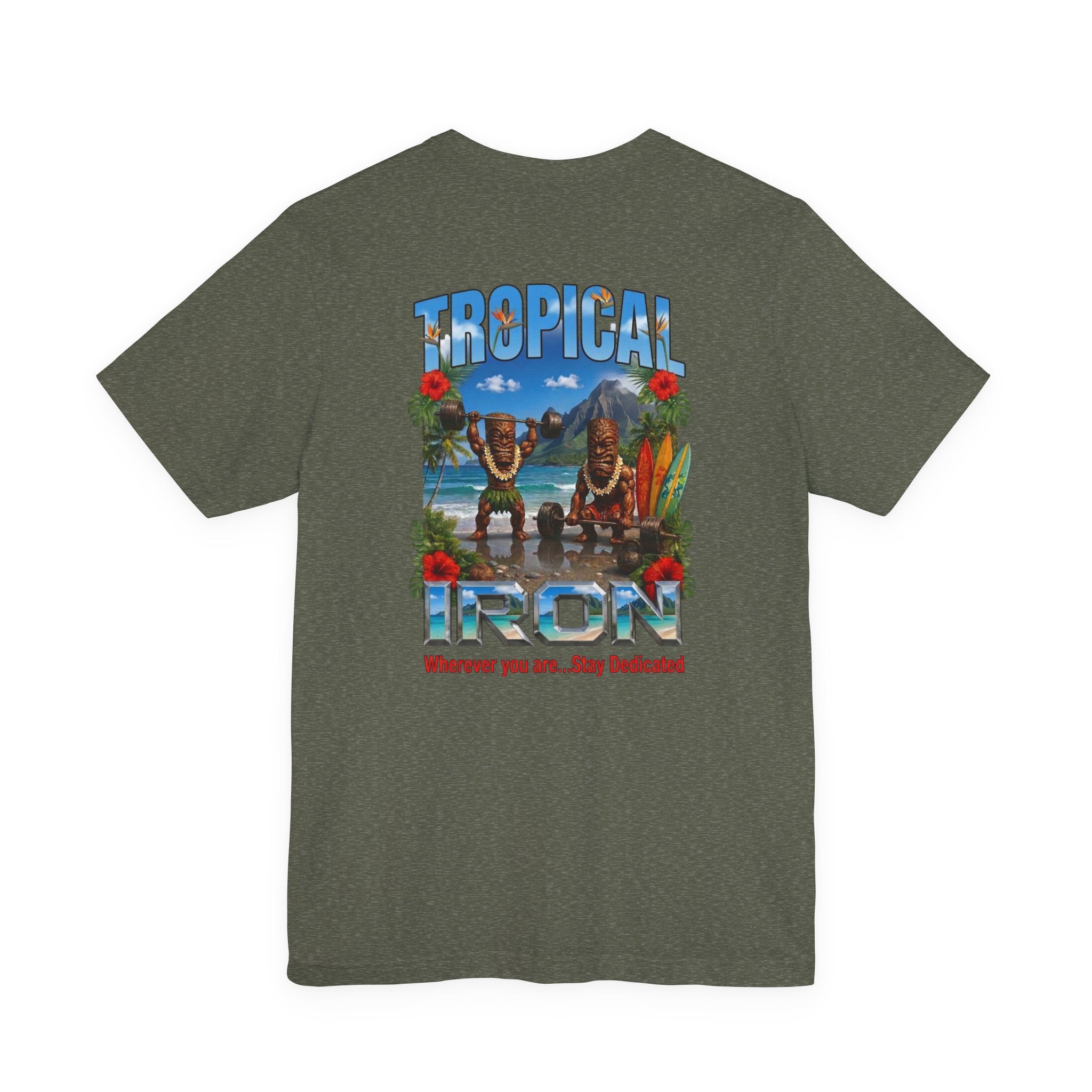 Tropical Iron Beach T-Shirt – 'Tropical Iron' Vintage Surf Crew Tee