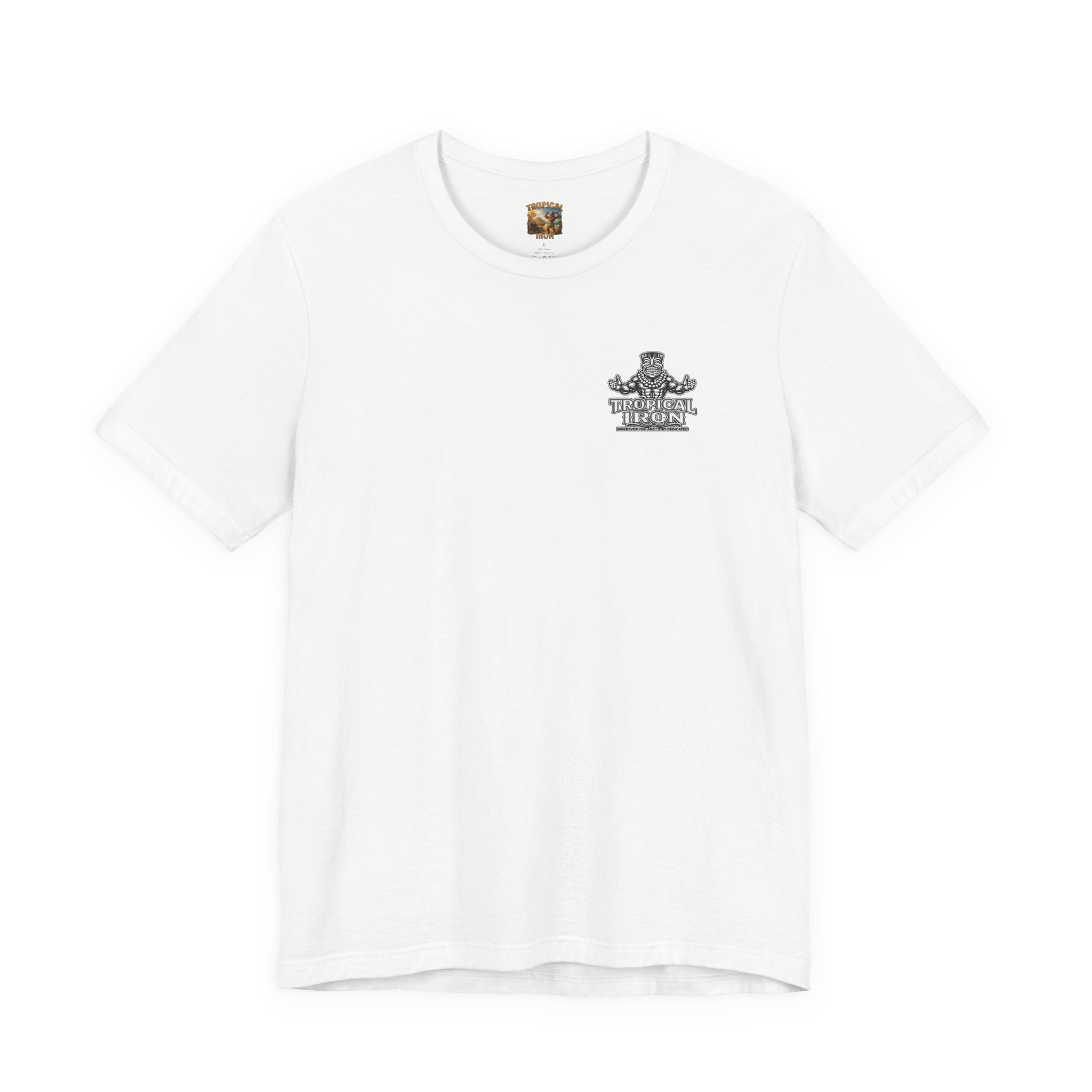T-shirt — Tropical Iron Vintage  Bodybuilder Pose Logo Chest Print