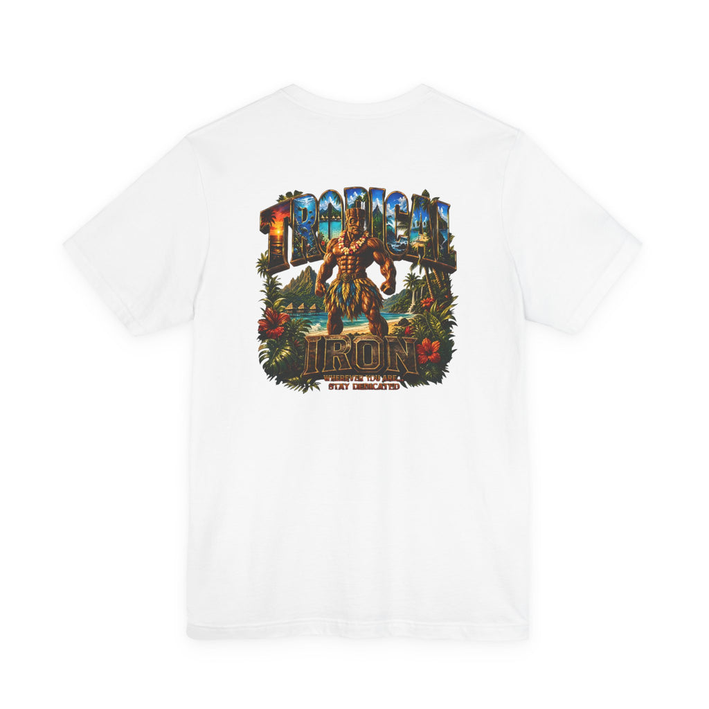 Tropical Island Crewneck Tee — 'Paradise Strong' Graphic T-Shirt