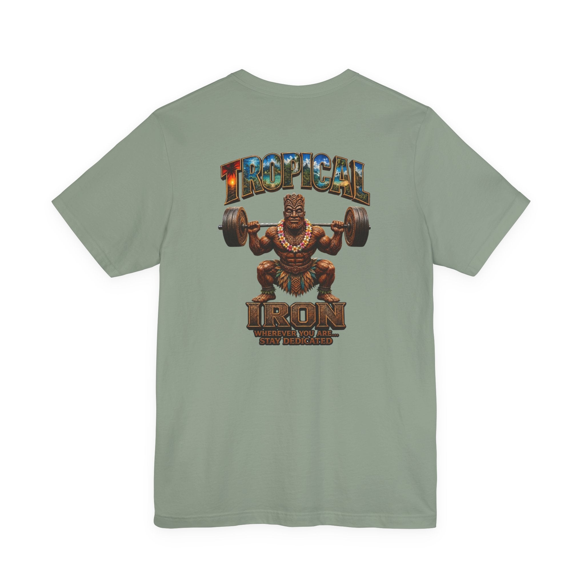 Tropical Iron Weightlifting Tiki — Island Tiki Strength Gym Shirt