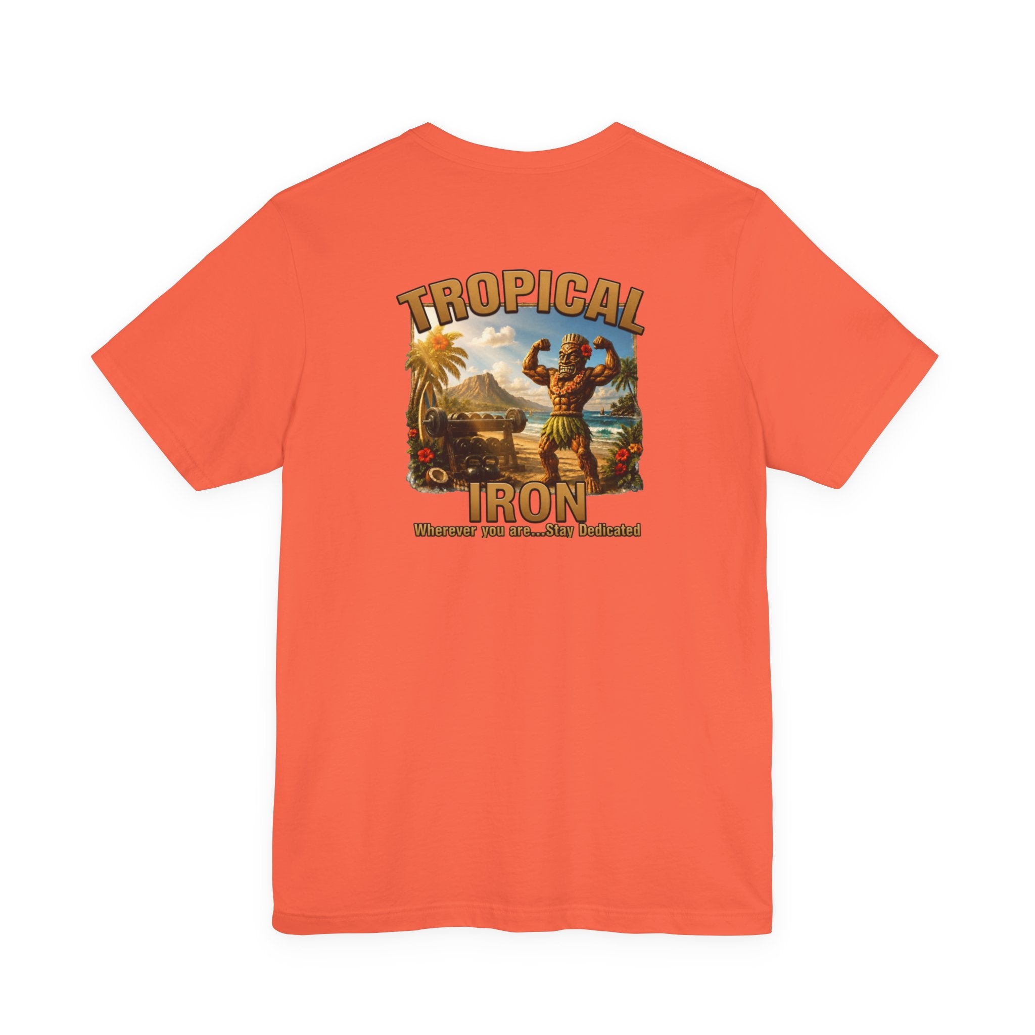 T-shirt — Tropical Iron Vintage  Bodybuilder Pose Logo Chest Print