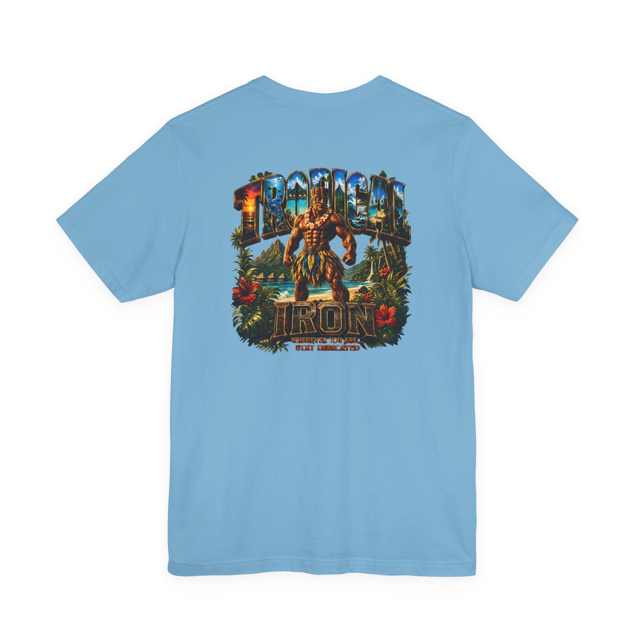 Tropical Island Crewneck Tee — 'Paradise Strong' Graphic T-Shirt