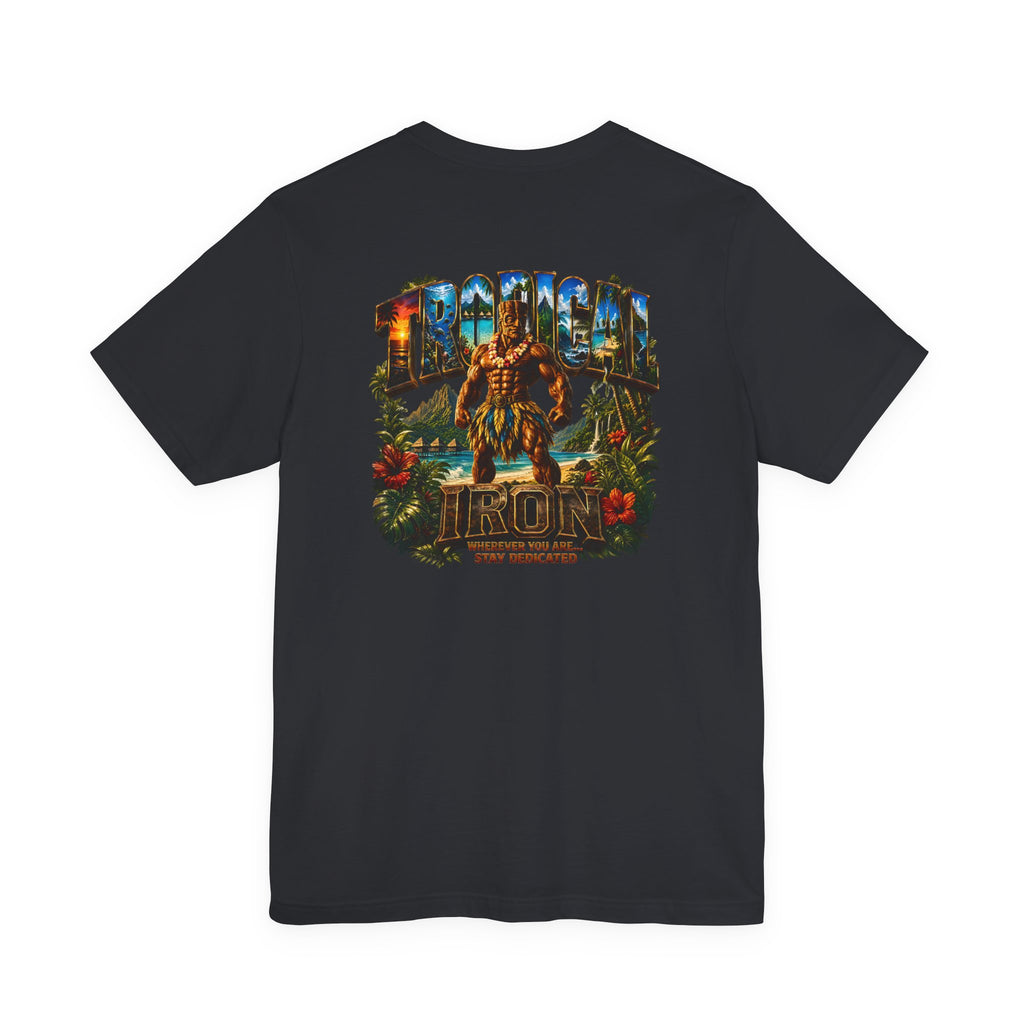 Tropical Island Crewneck Tee — 'Paradise Strong' Graphic T-Shirt