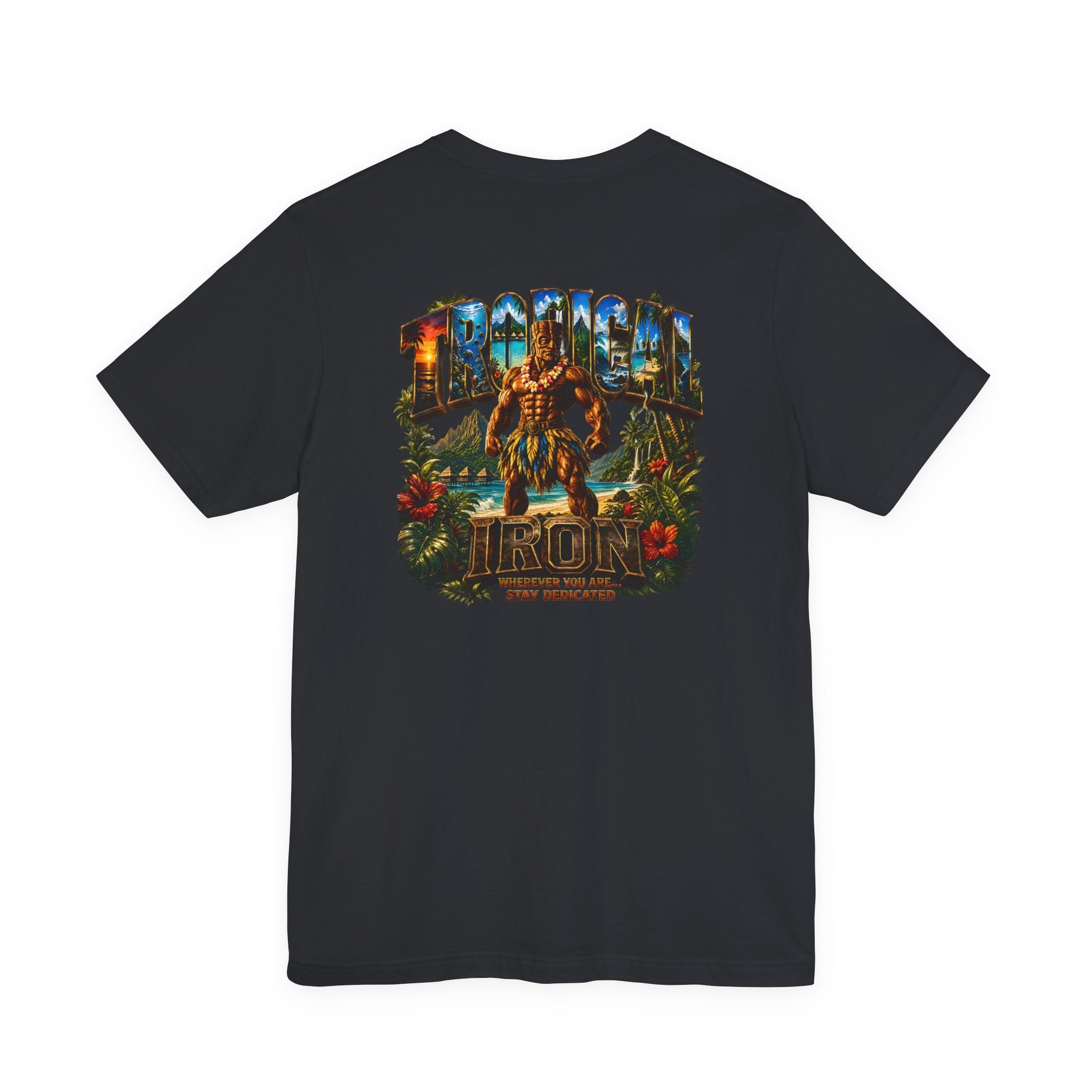 Tropical Island Crewneck Tee — 'Paradise Strong' Graphic T-Shirt