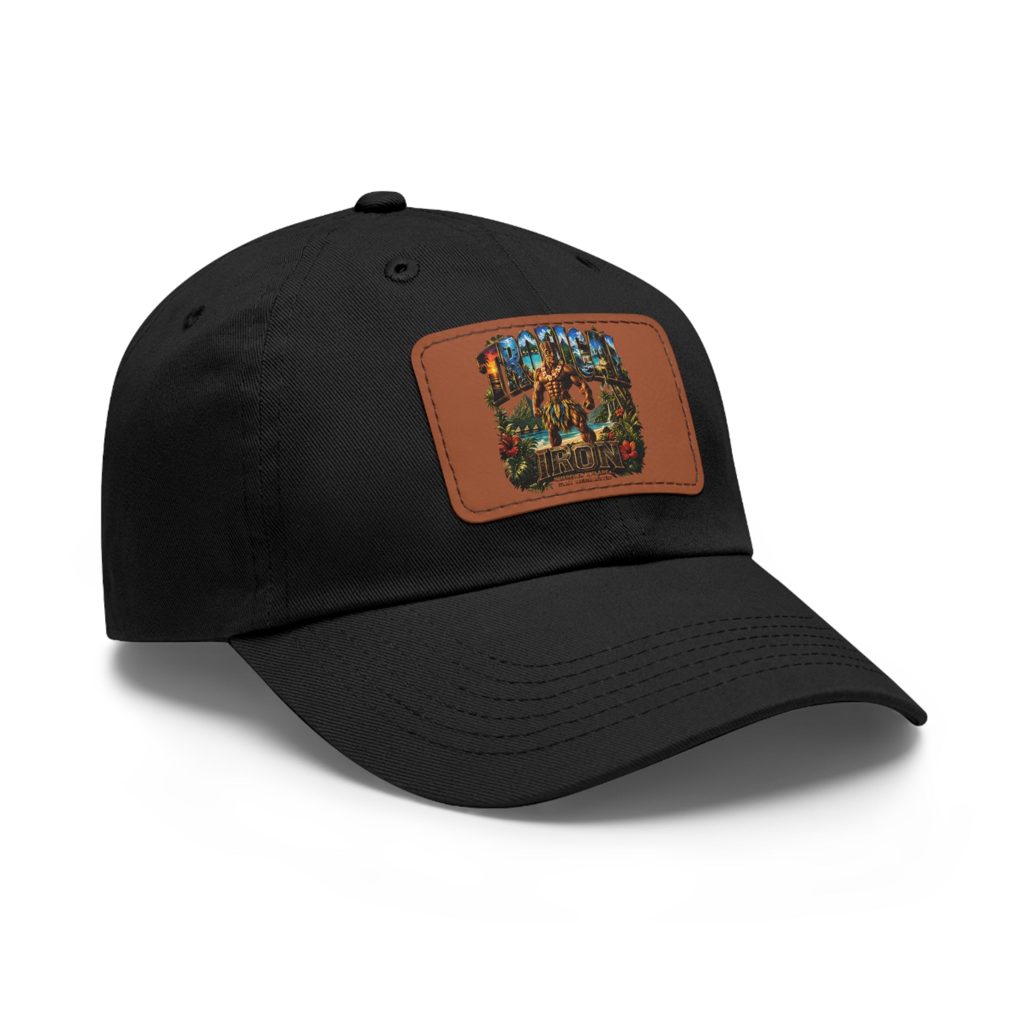 Vintage Hunting Scene Dad Hat with Leather Patch