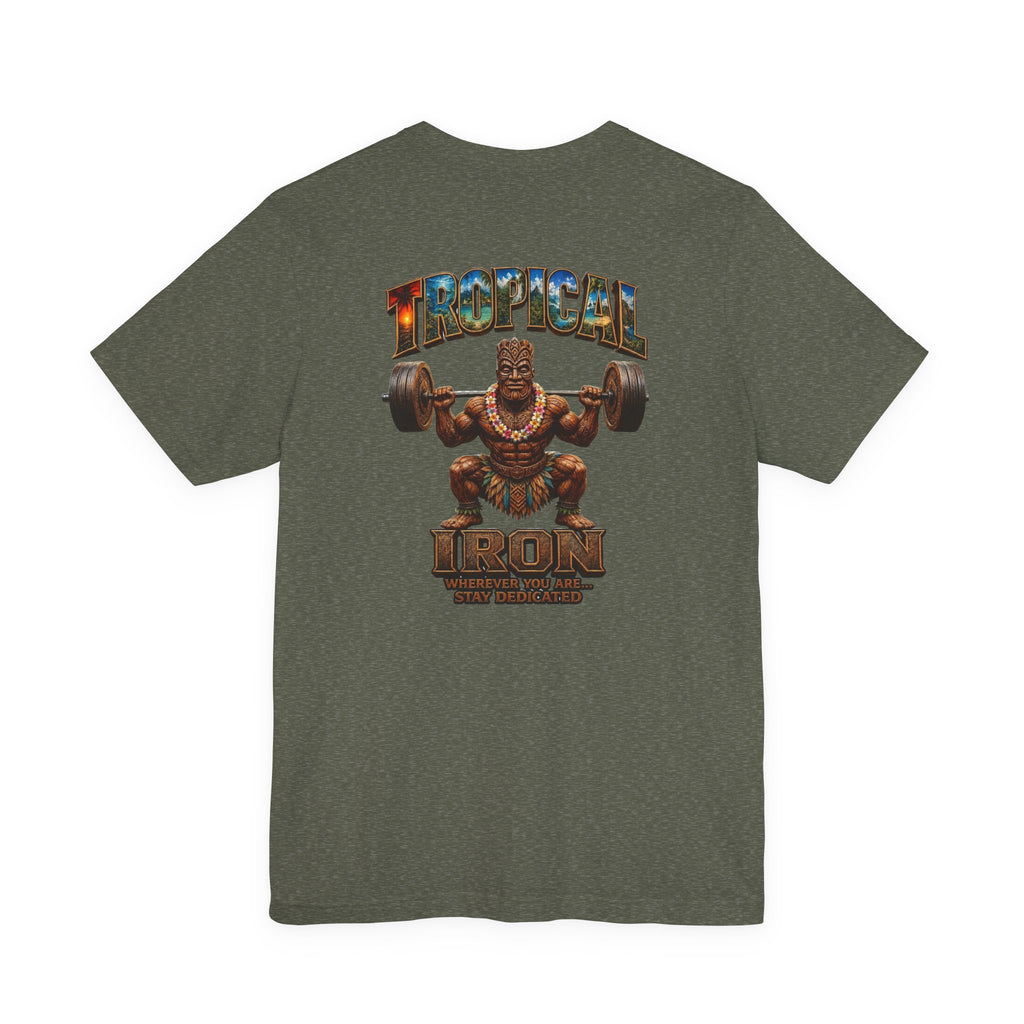 Tropical Iron Weightlifting Tiki — Island Tiki Strength Gym Shirt