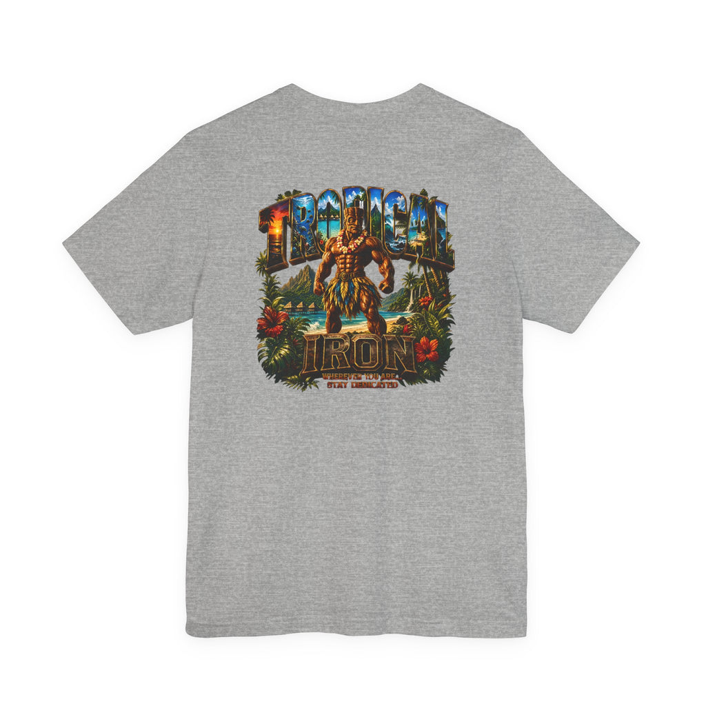 Tropical Island Crewneck Tee — 'Paradise Strong' Graphic T-Shirt
