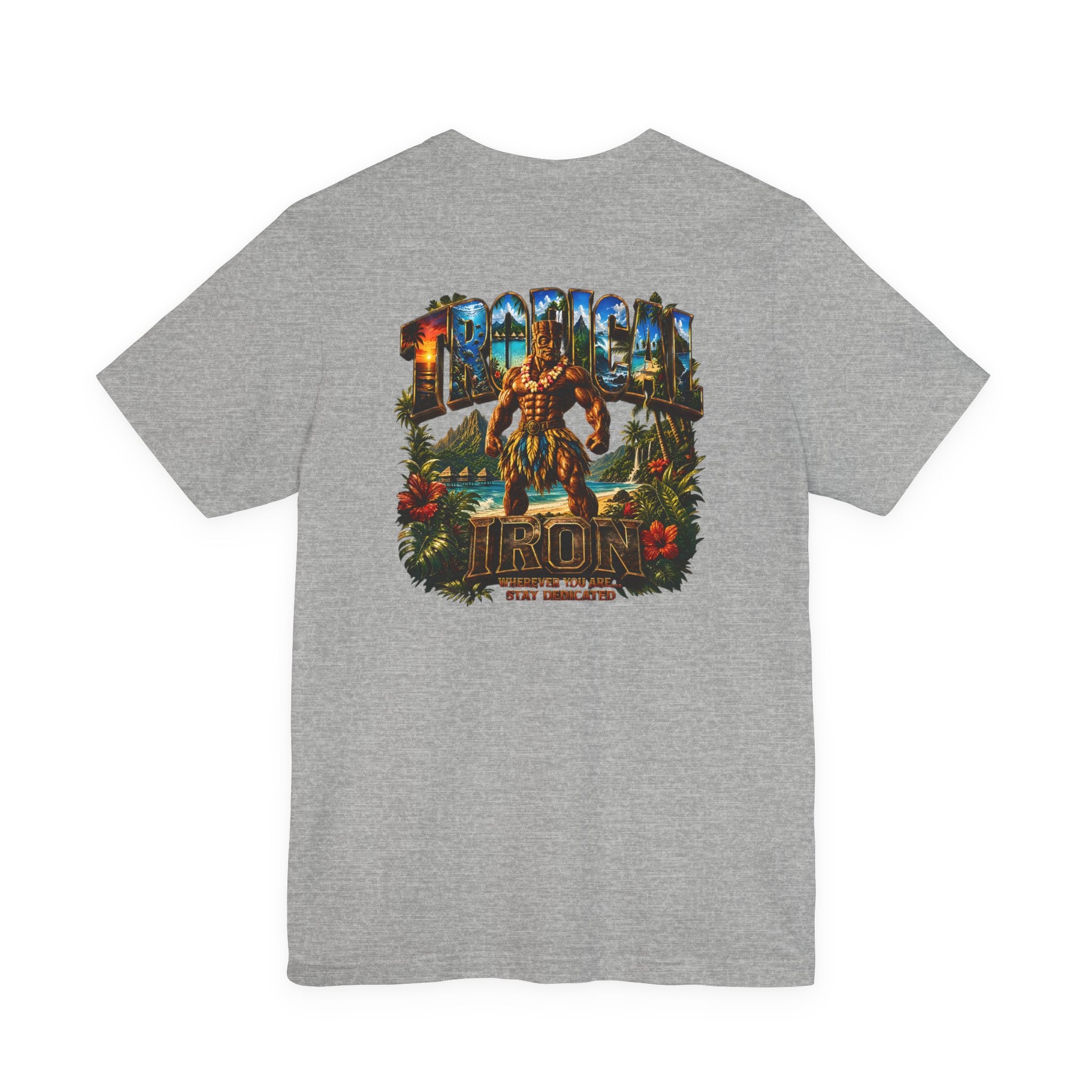 Tropical Island Crewneck Tee — 'Paradise Strong' Graphic T-Shirt