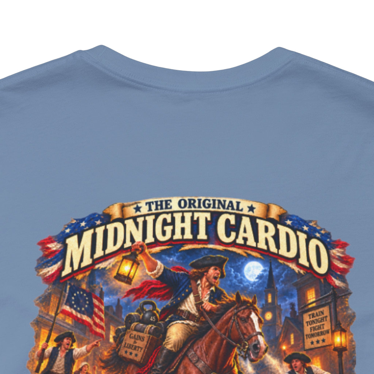 Tropical Night Concert T‑Shirt — "Midnight Cardio the british are coming so is leg day"