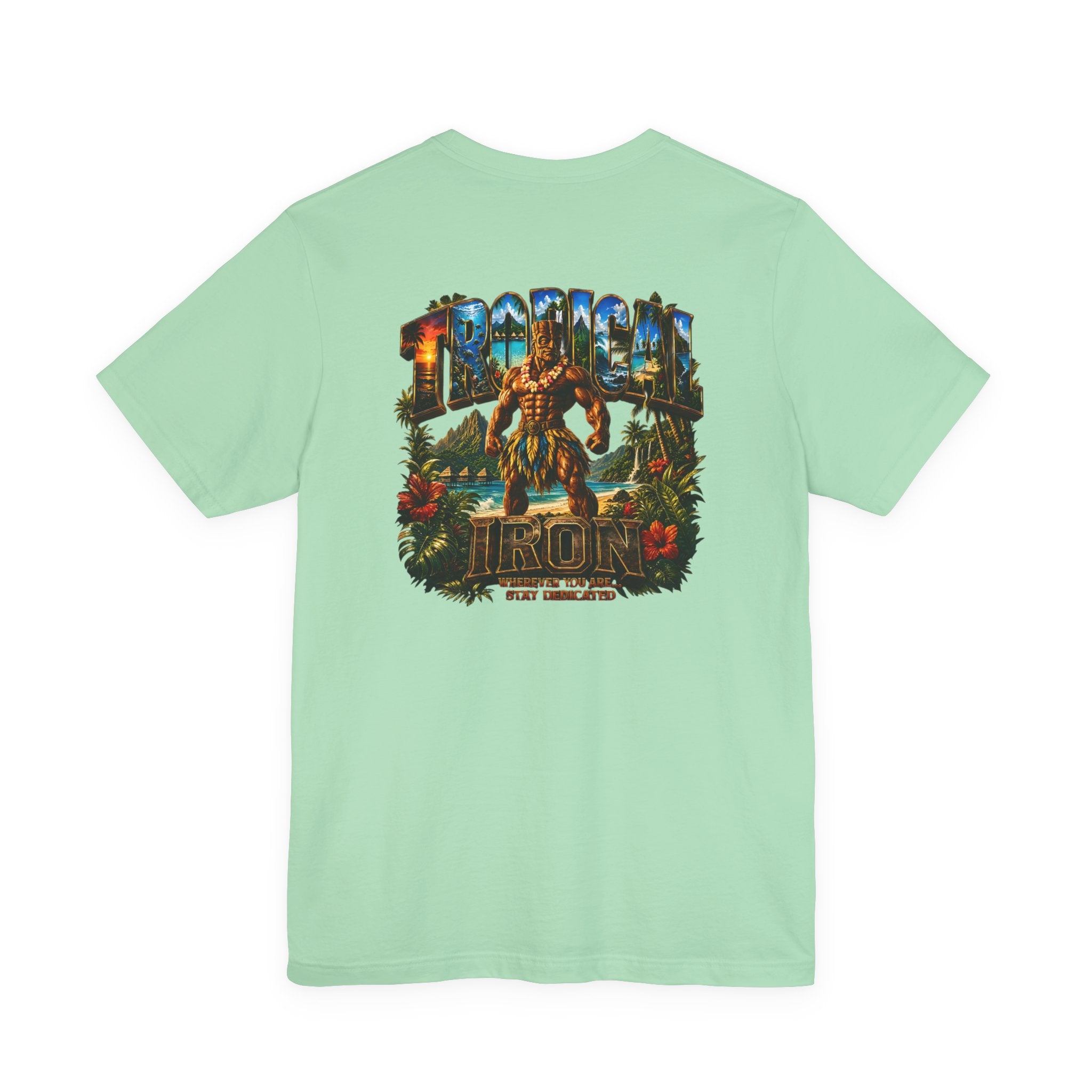 Tropical Island Crewneck Tee — 'Paradise Strong' Graphic T-Shirt