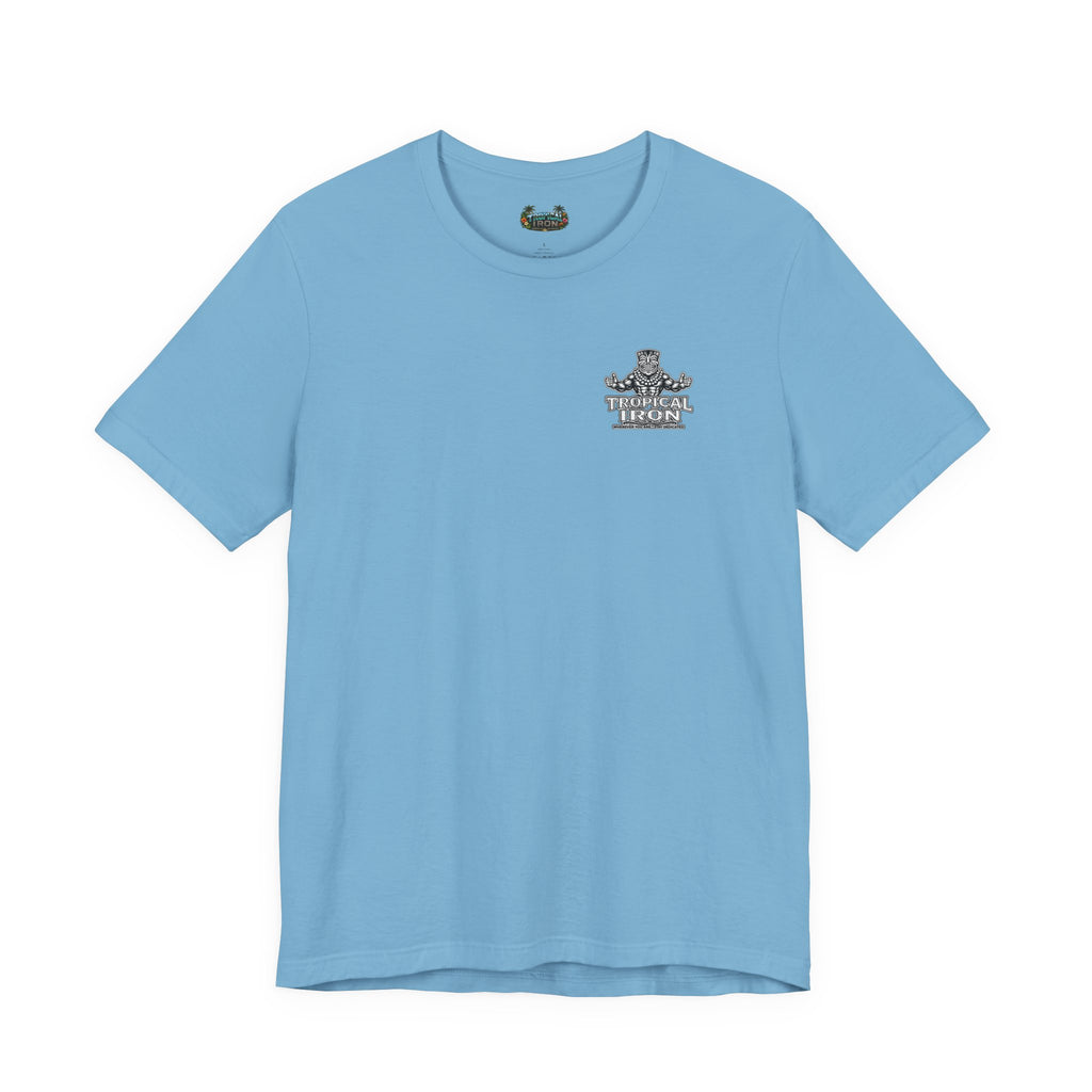 Tropical Island Crewneck Tee — 'Paradise Strong' Graphic T-Shirt