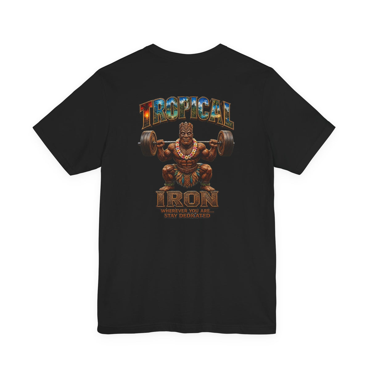Tropical Iron Weightlifting Tiki — Island Tiki Strength Gym Shirt