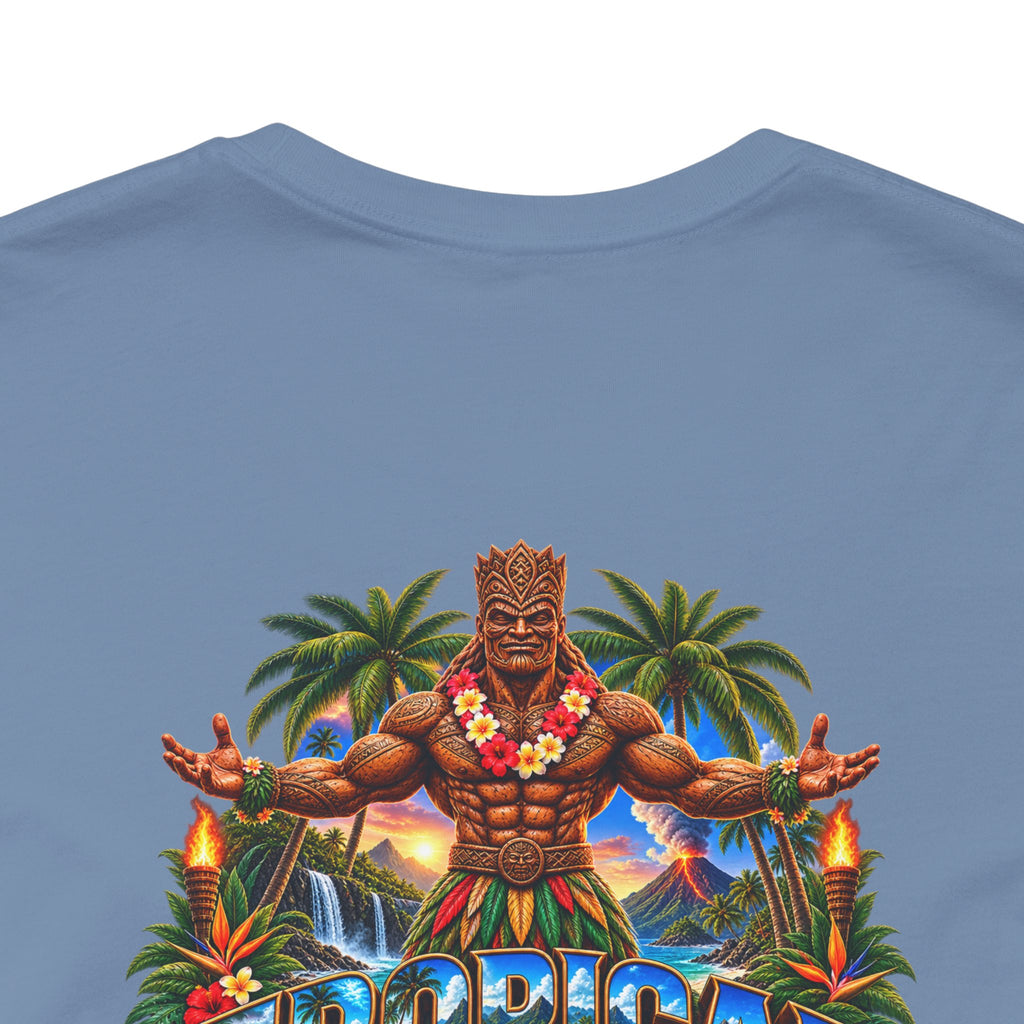 Tiki Guardian Tee — 'Protect the Island' Tropical Graphic T-Shirt