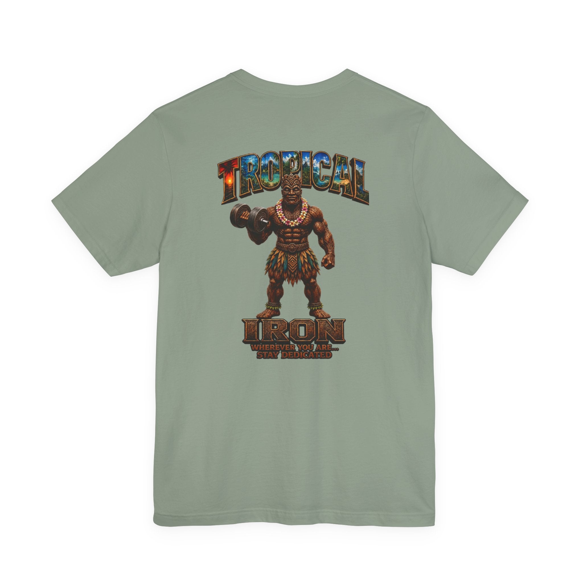 Tropical Iron Muscle T-Shirt — Vintage Hawaiian Weightlifting Tee  single pose