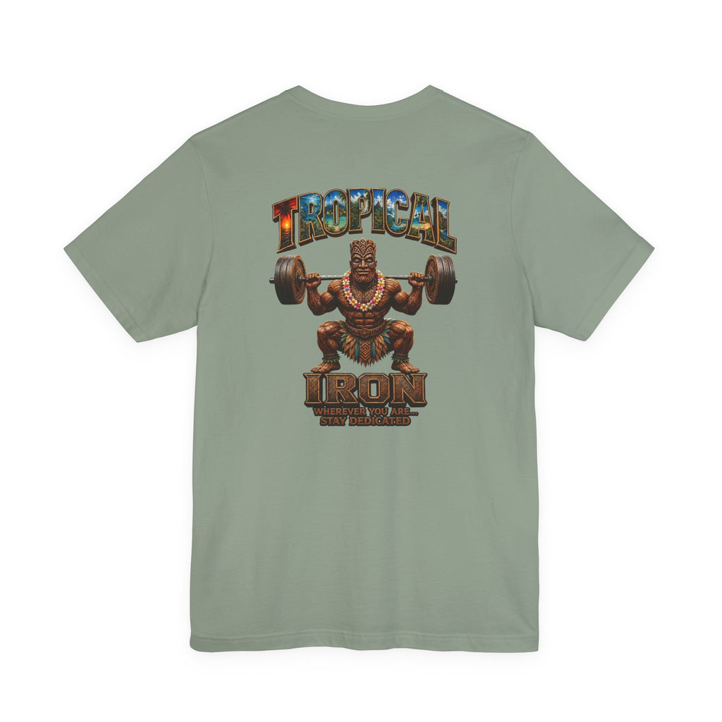 Tropical Iron Weightlifting Tiki — Island Tiki Strength Gym Shirt