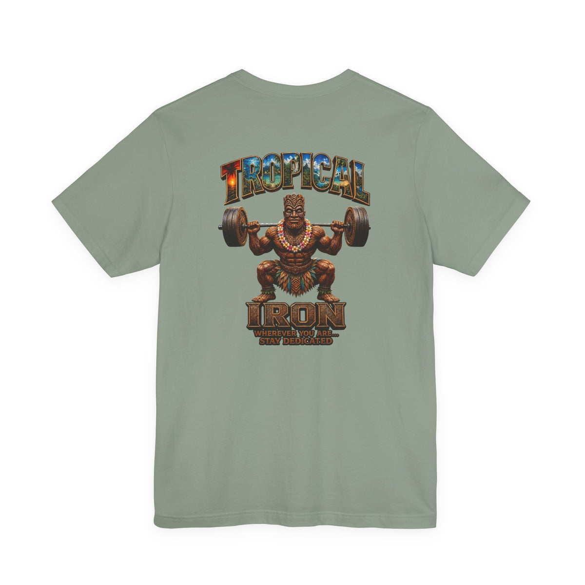 Tropical Iron Weightlifting Tiki — Island Tiki Strength Gym Shirt
