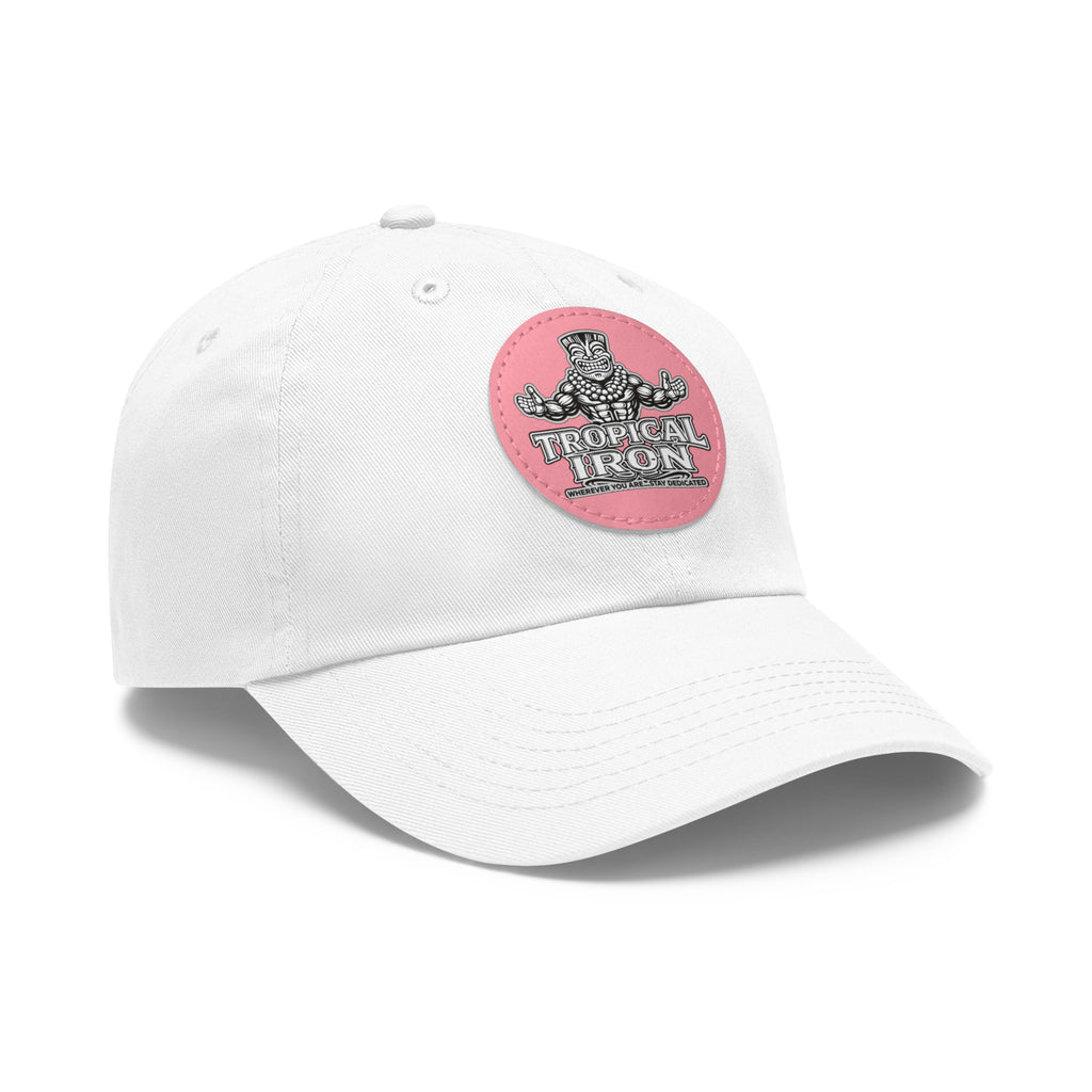 Leather Patch Dad Hat — Tropical Iron Apparel Retro Surf Logo