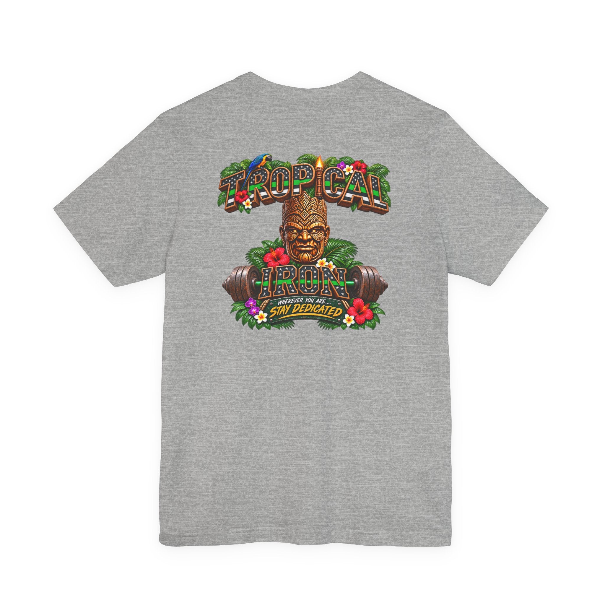 Tropical Strength Gym Tee — "Stay Dedicated" T-Shirt
