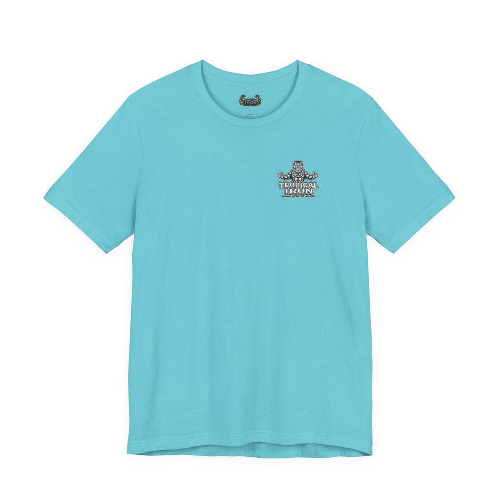 Tropical Island Crewneck Tee — 'Paradise Strong' Graphic T-Shirt