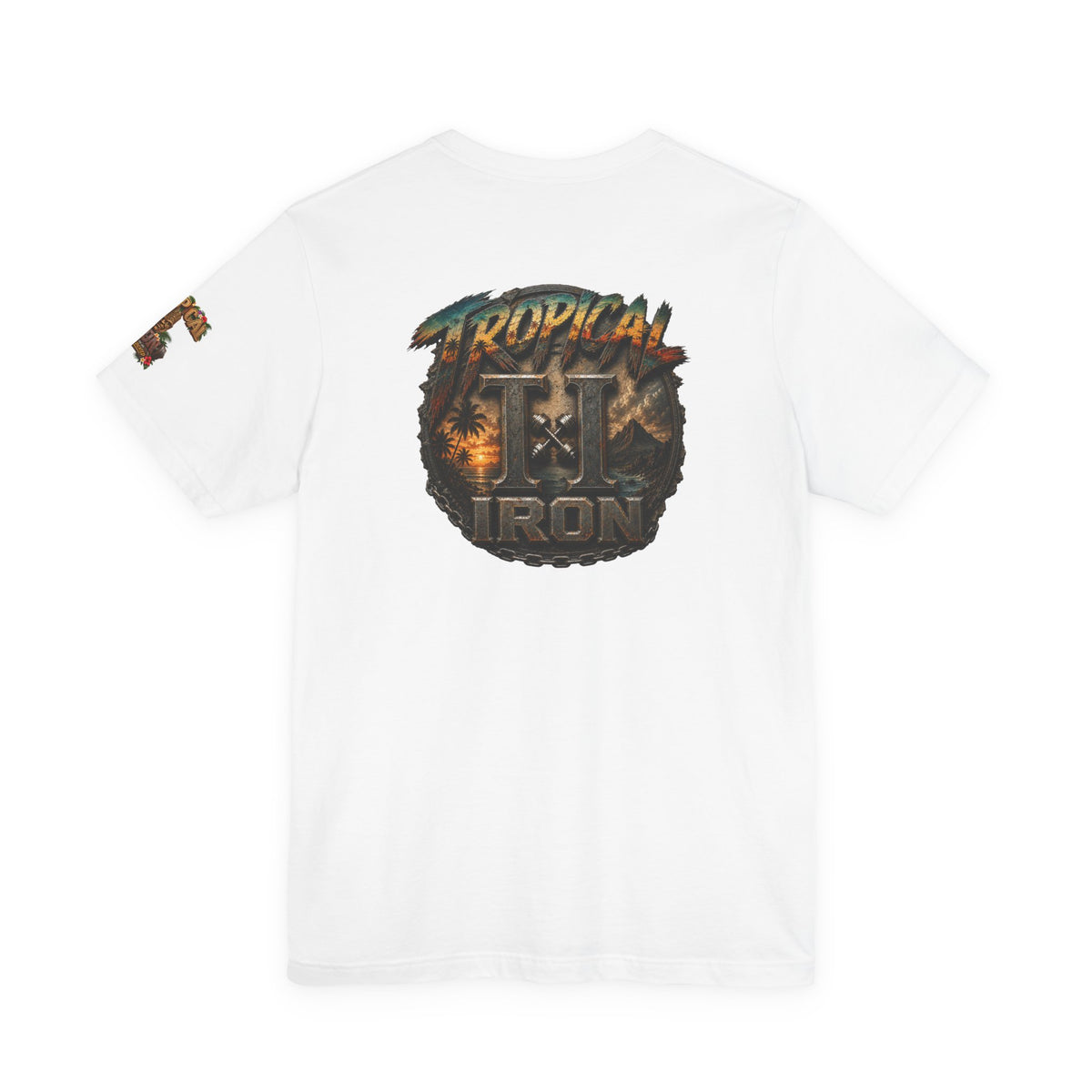 Tropical Iron Graphic Tee — 'Tropical Iron' Back Print Short Sleeve T-Shirt