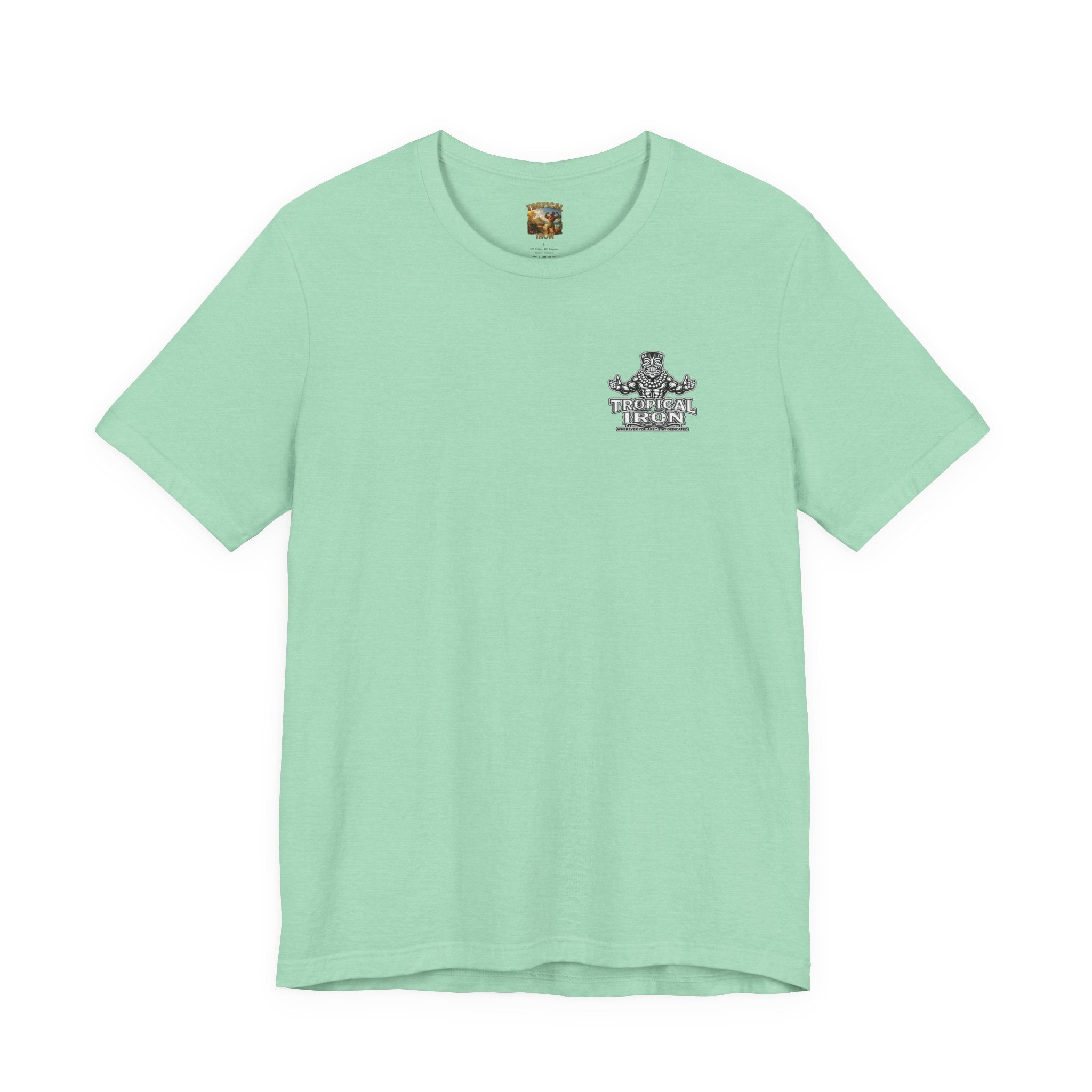 T-shirt — Tropical Iron Vintage  Bodybuilder Pose Logo Chest Print
