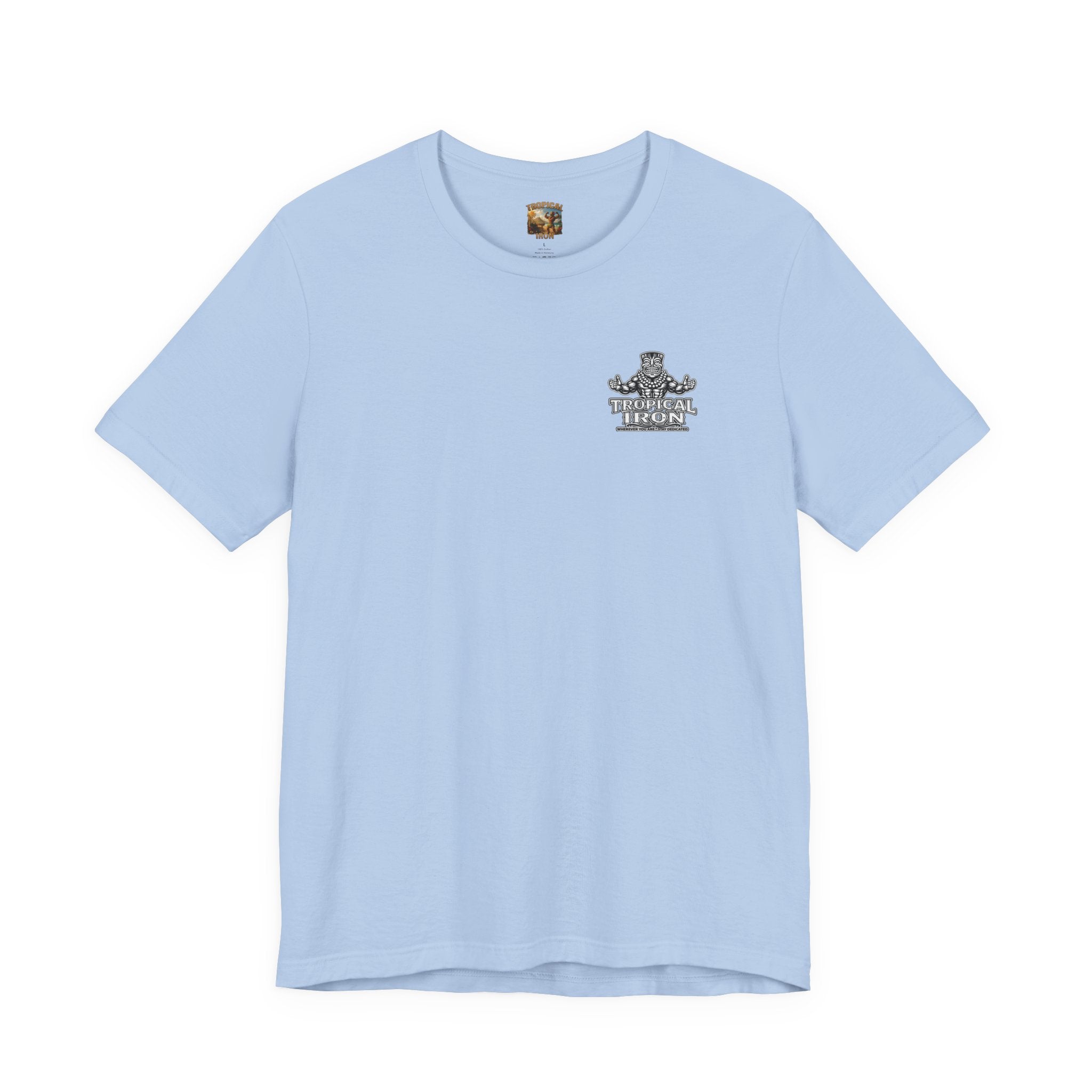 T-shirt — Tropical Iron Vintage  Bodybuilder Pose Logo Chest Print