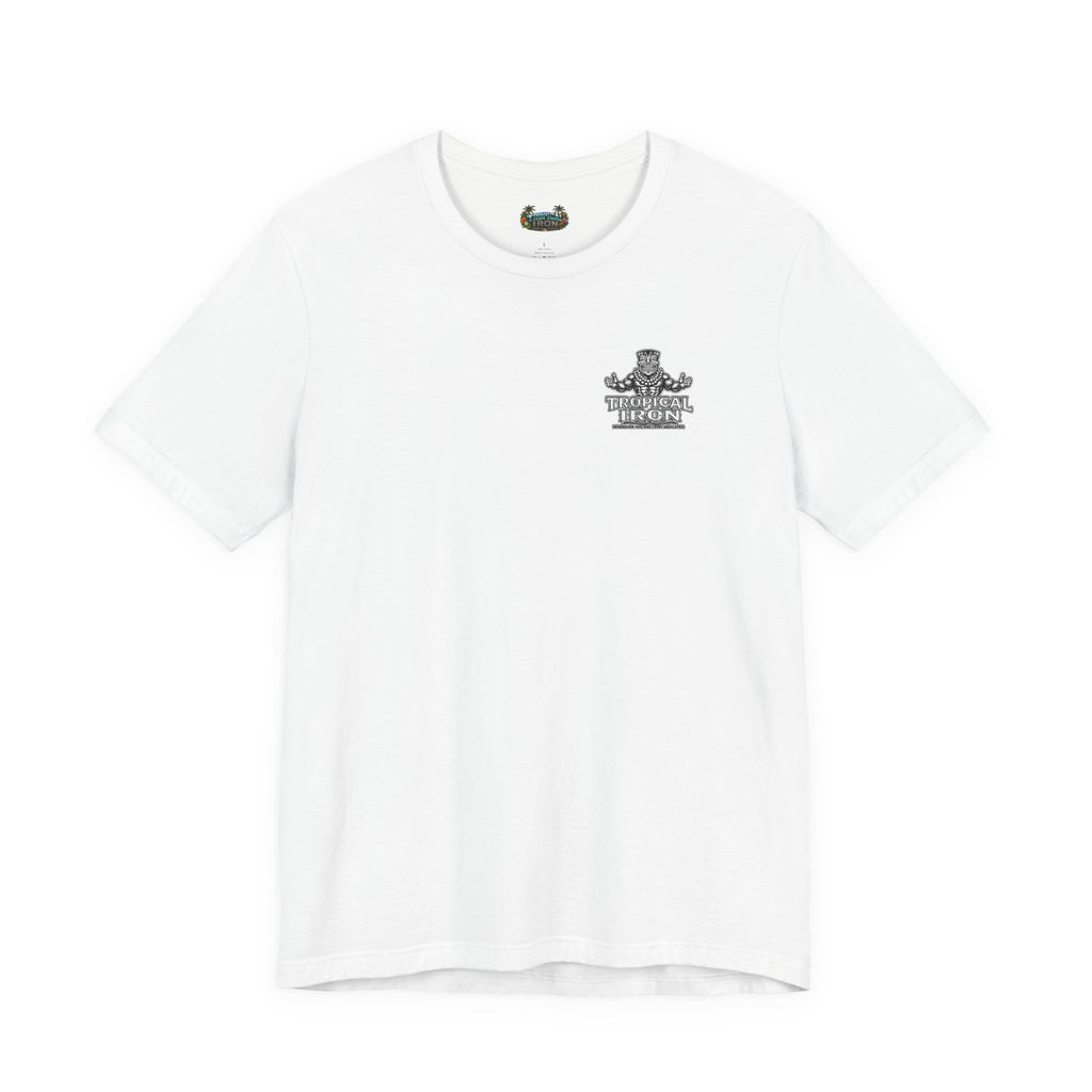 Tropical Island Crewneck Tee — 'Paradise Strong' Graphic T-Shirt