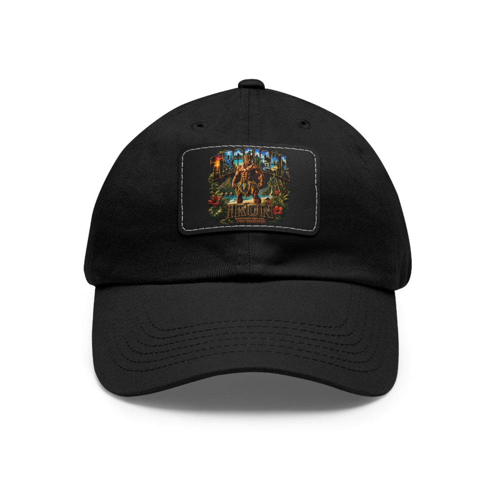Vintage Hunting Scene Dad Hat with Leather Patch
