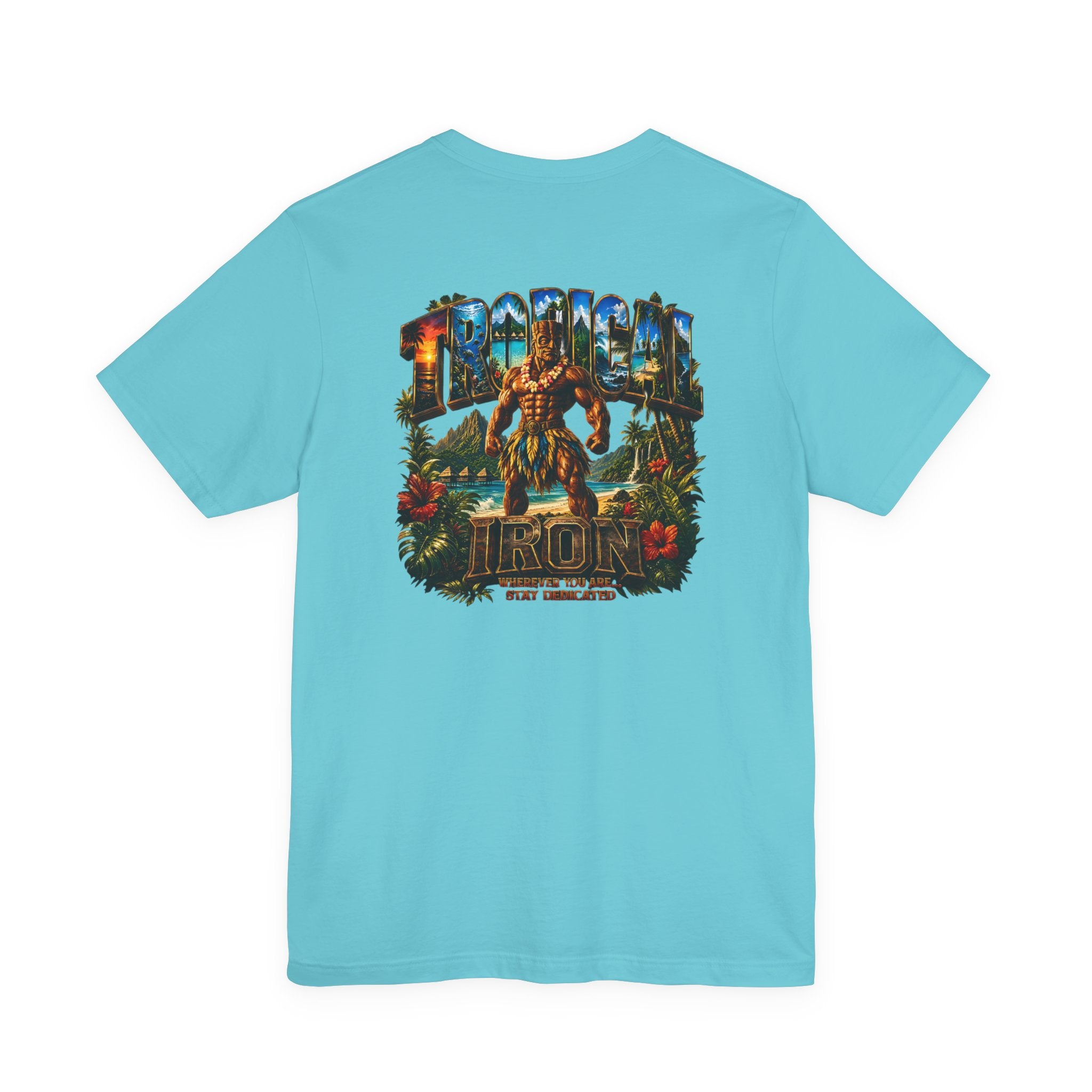 Tropical Island Crewneck Tee — 'Paradise Strong' Graphic T-Shirt