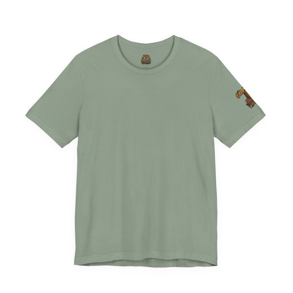 Tropical Iron Graphic Tee — 'Tropical Iron' Back Print Short Sleeve T-Shirt