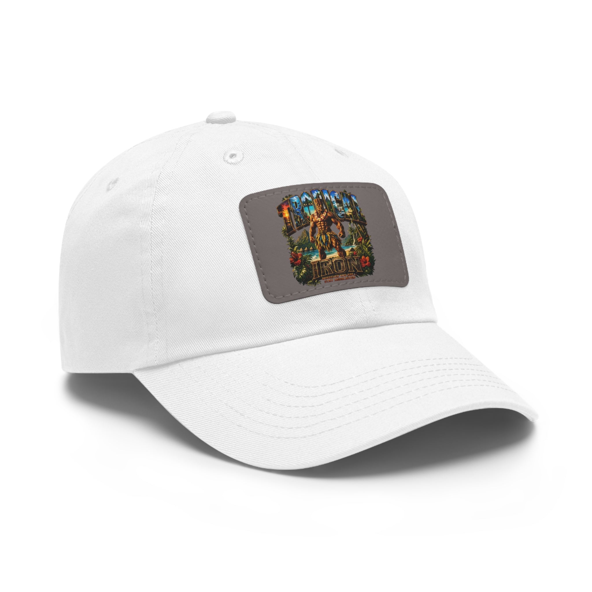 Vintage Hunting Scene Dad Hat with Leather Patch