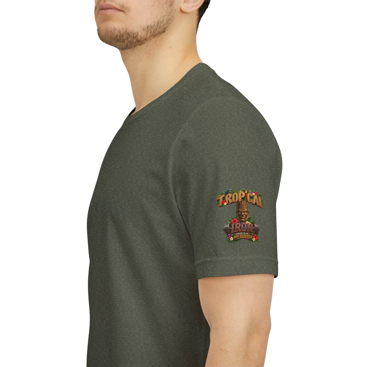 Tropical Iron Graphic Tee — 'Tropical Iron' Back Print Short Sleeve T-Shirt