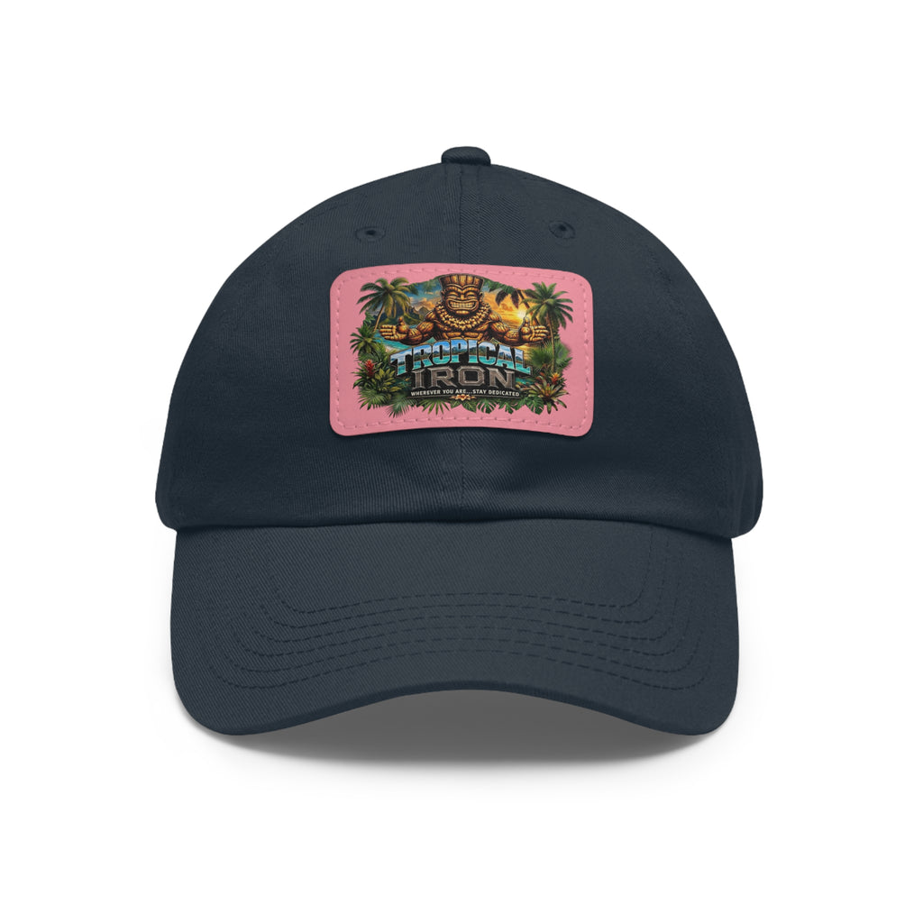 Tropical Iron Dad Hat with Leather Patch — Casual Workout & Coffee-Run Cap