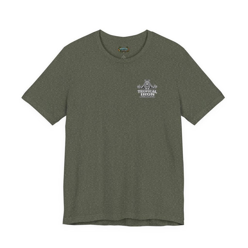 Tropical Iron Muscle T-Shirt — Vintage Hawaiian Weightlifting Tee  single pose