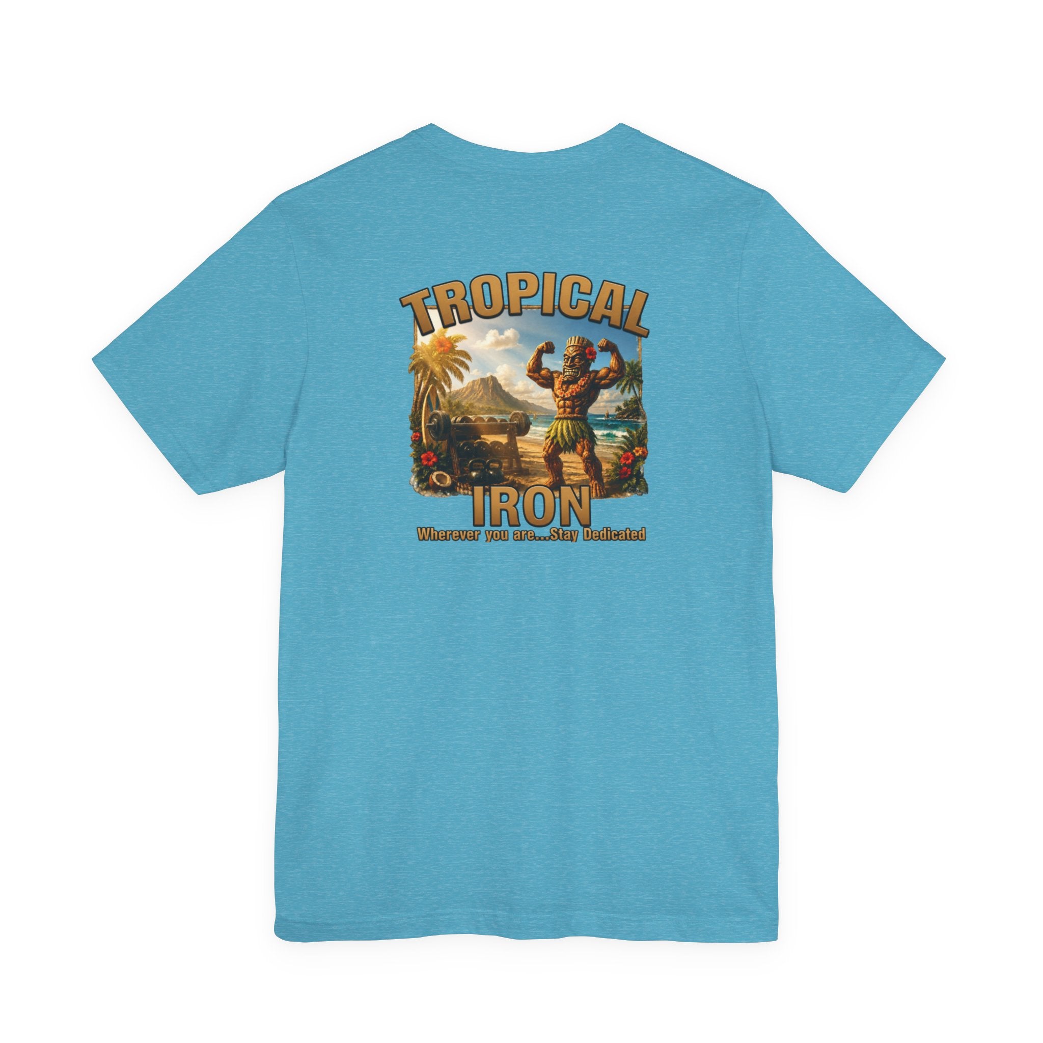 T-shirt — Tropical Iron Vintage  Bodybuilder Pose Logo Chest Print