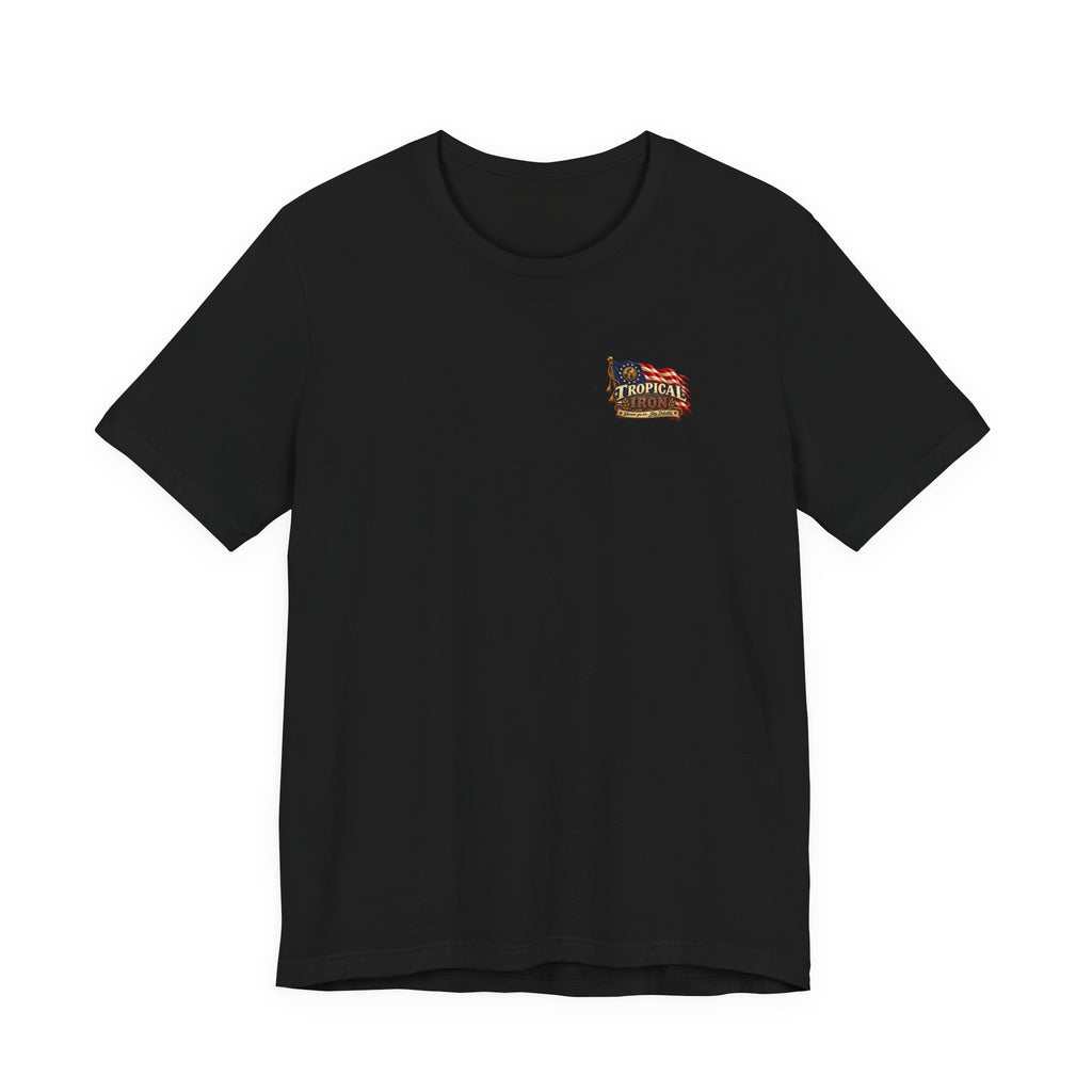 Tropical Iron Band Graphic Tee — "Fife Drums & Dumbrells" Vintage Concert T‑Shirt