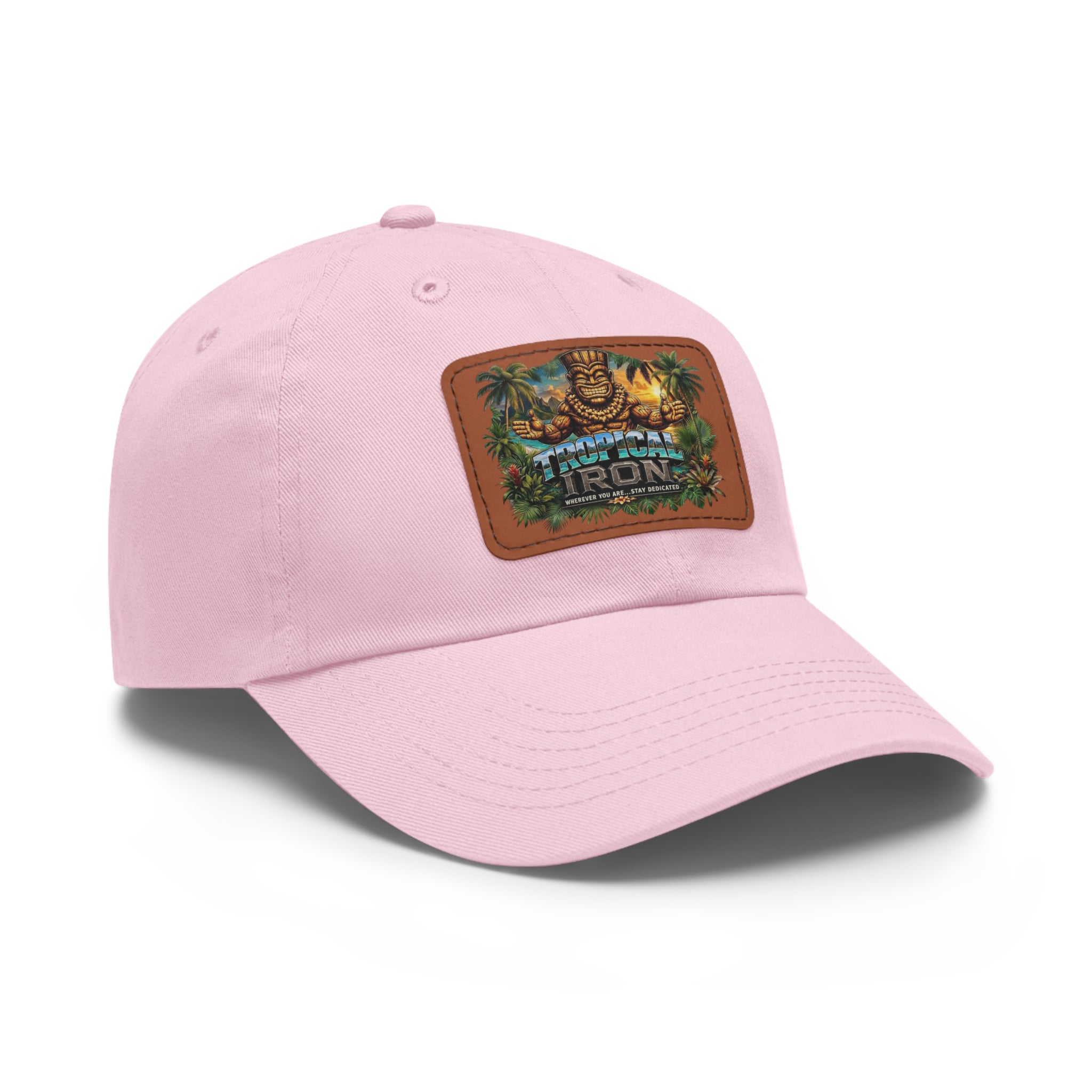 Tropical Iron Dad Hat with Leather Patch — Casual Workout & Coffee-Run Cap
