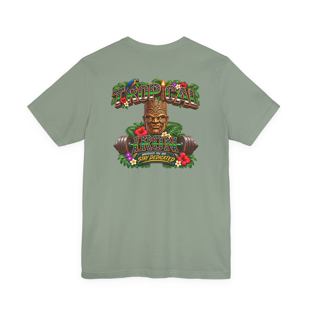 Tropical Strength Gym Tee — "Stay Dedicated" T-Shirt