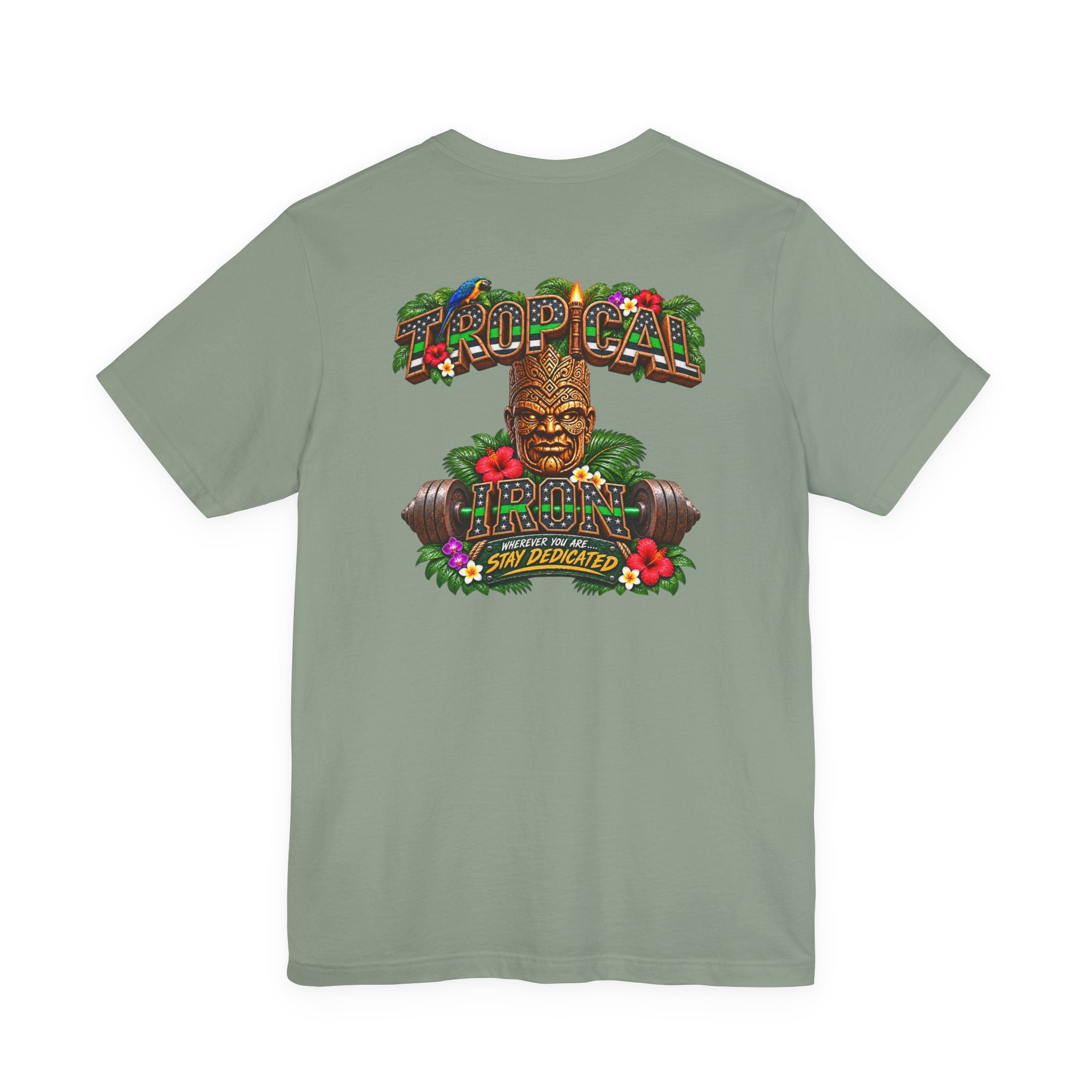 Tropical Strength Gym Tee — "Stay Dedicated" T-Shirt