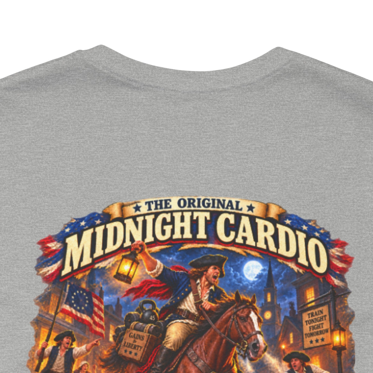 Tropical Night Concert T‑Shirt — "Midnight Cardio the british are coming so is leg day"