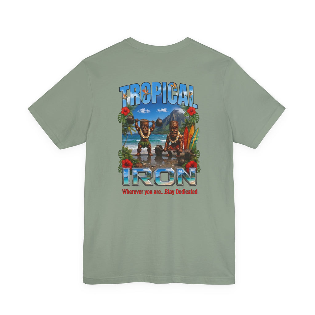 Tropical Iron Beach T-Shirt – 'Tropical Iron' Vintage Surf Crew Tee
