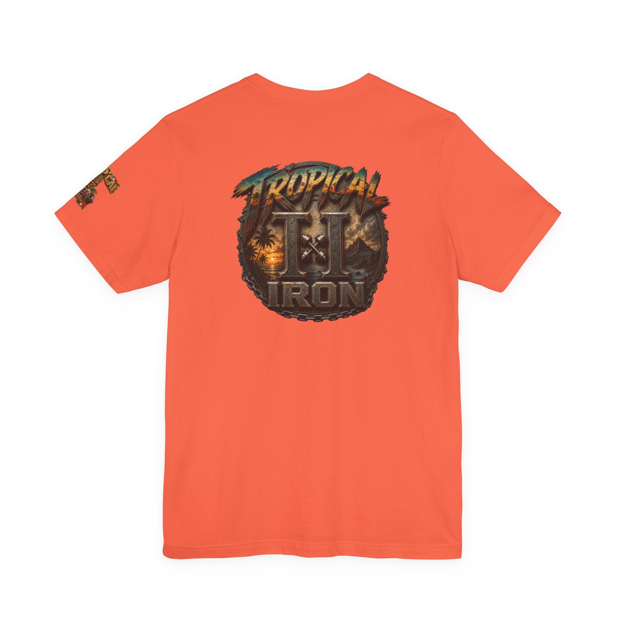 Tropical Iron Graphic Tee — 'Tropical Iron' Back Print Short Sleeve T-Shirt