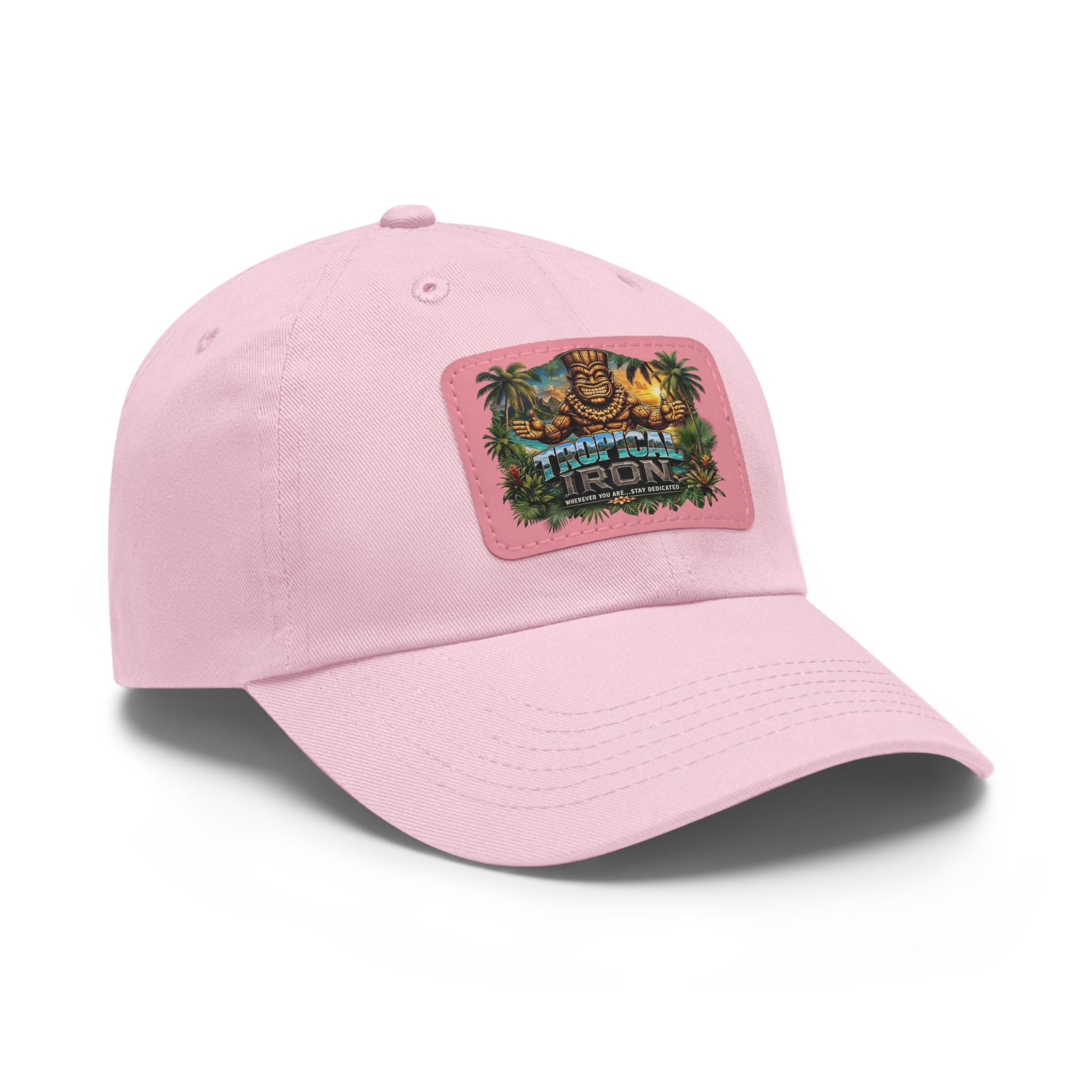 Tropical Iron Dad Hat with Leather Patch — Casual Workout & Coffee-Run Cap